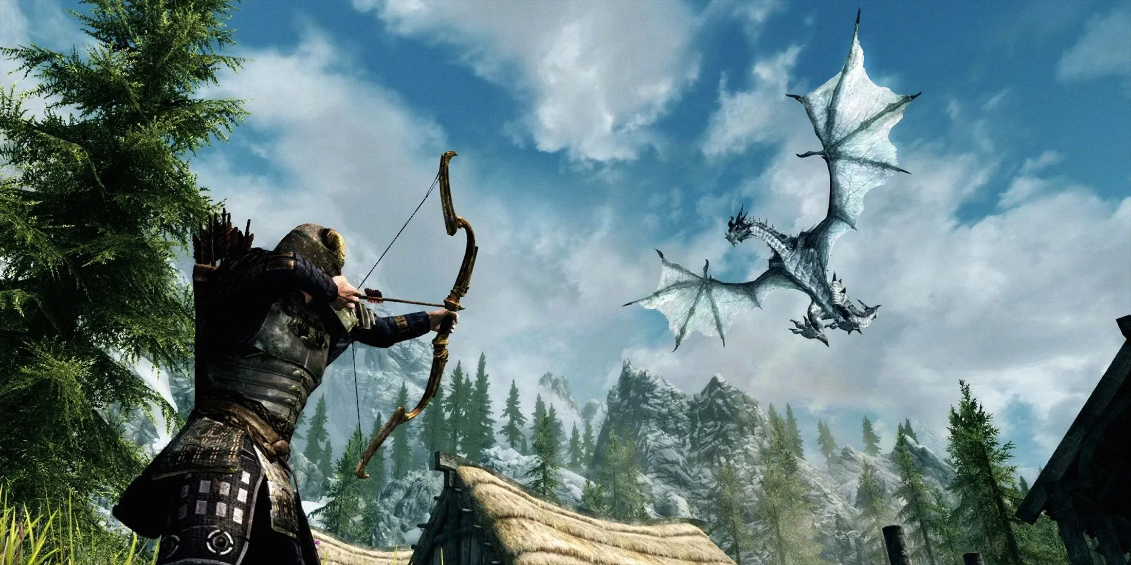 Người chơi đang sử dụng khả năng Shout (Tiếng Hét) của Dragonborn trong Skyrim, minh họa tính năng điều khiển bằng giọng nói của mod Dragonborn Speaks Naturally.