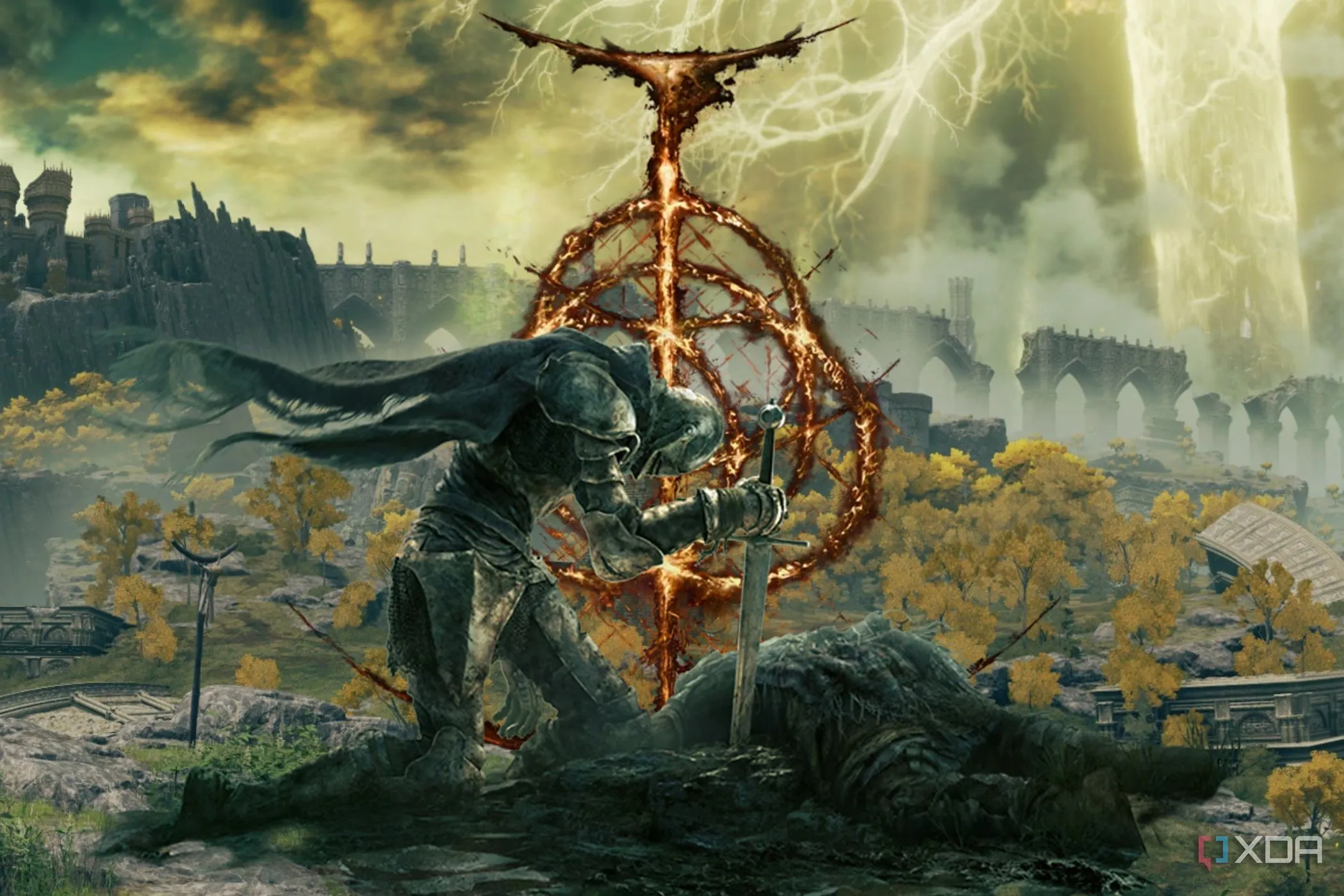 Người chơi Elden Ring trong một cảnh chiến đấu tại Limgrave, gợi nhớ trải nghiệm game gốc