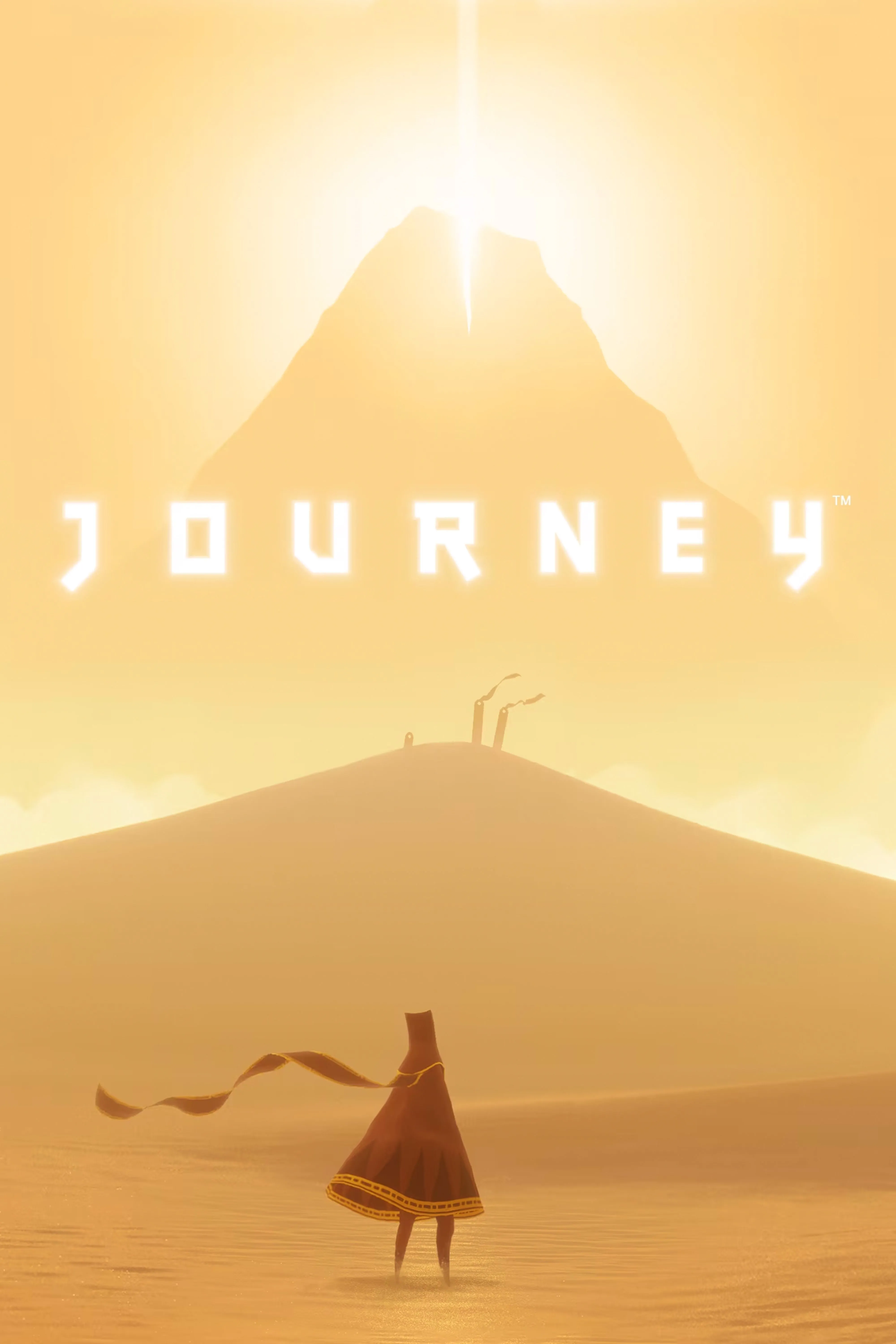 Người Lữ Hành trong game Journey giữa khung cảnh sa mạc rộng lớn