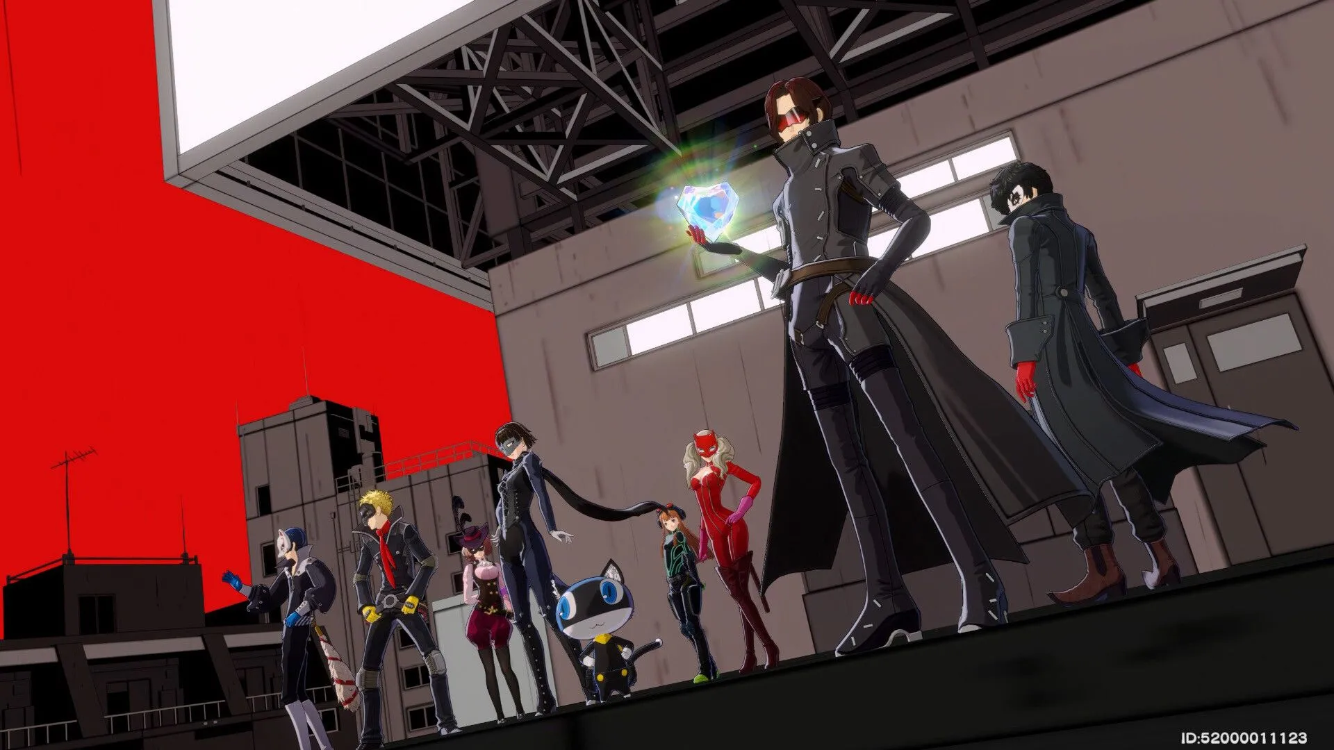 Nhân vật chính của Persona 5: The Phantom X đứng trong khung cảnh đô thị ban đêm