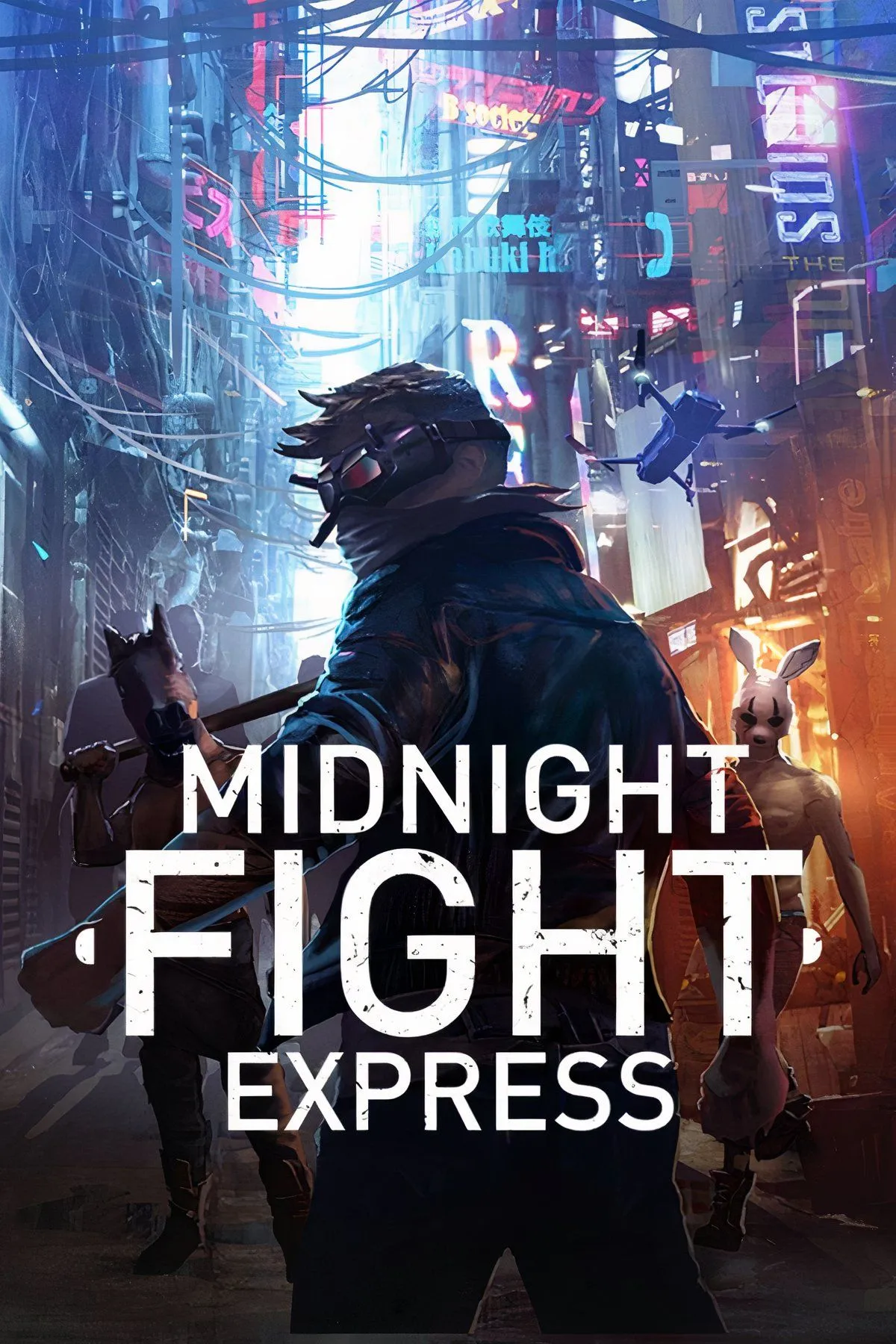 Nhân vật chính Midnight Fight Express thực hiện đòn tấn công trong bối cảnh thành phố tối