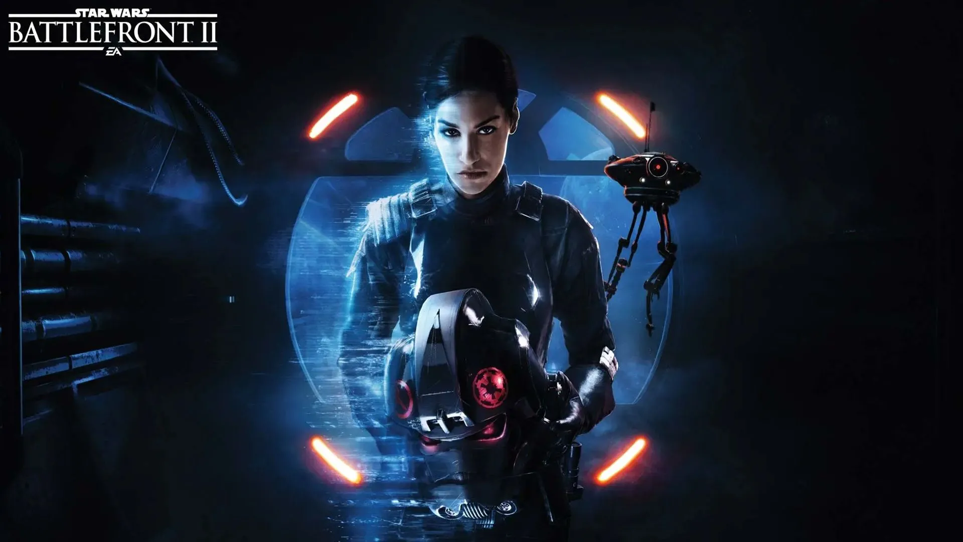 Nhân vật Iden Versio, nữ chỉ huy của Biệt đội Inferno trong Star Wars Battlefront II (EA), minh họa đồ họa chi tiết của game.