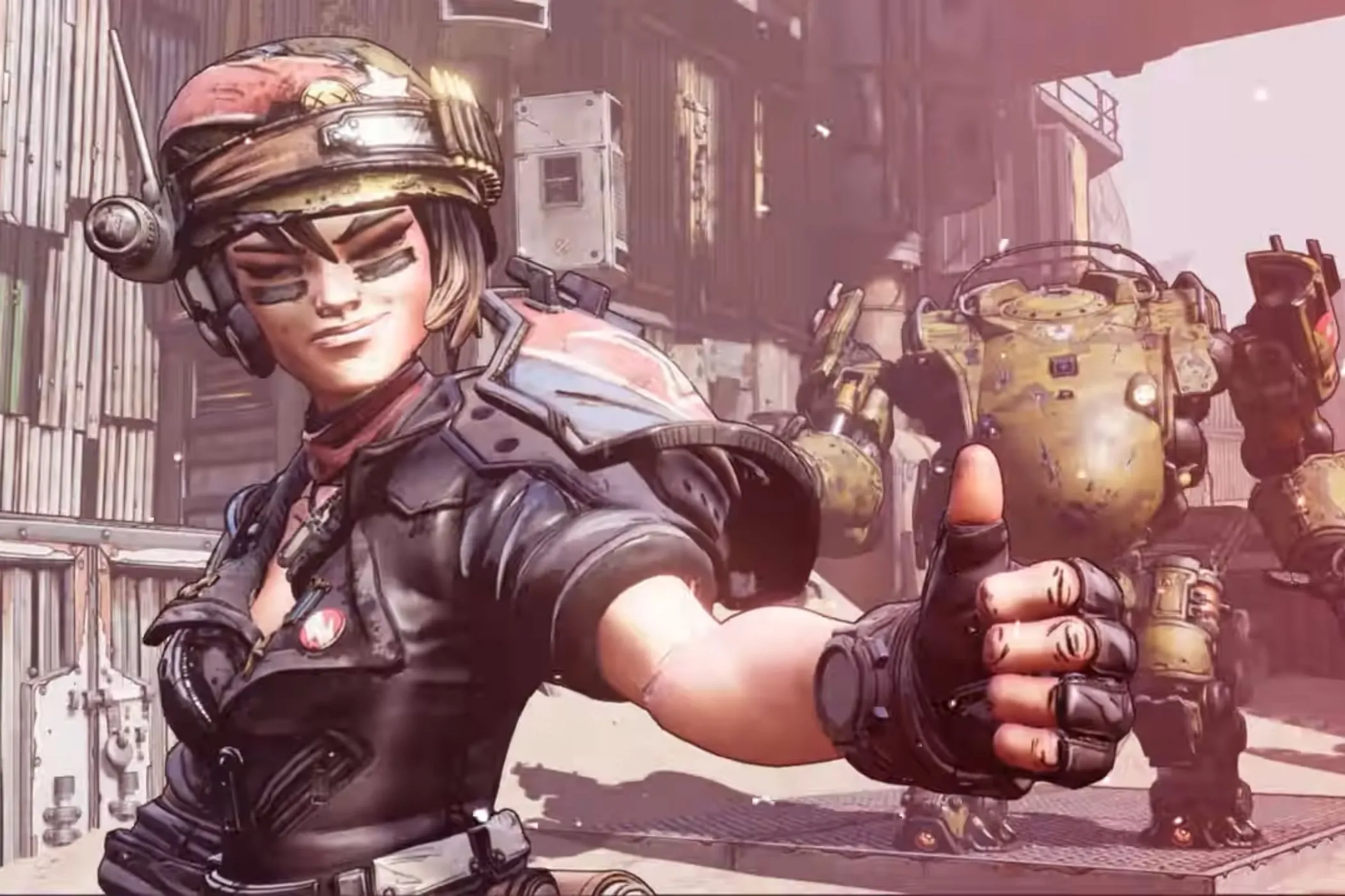 Nhân vật Moze trong Borderlands 3 giơ ngón cái, thể hiện sự phấn khích khi game đổ bộ Xbox Game Pass