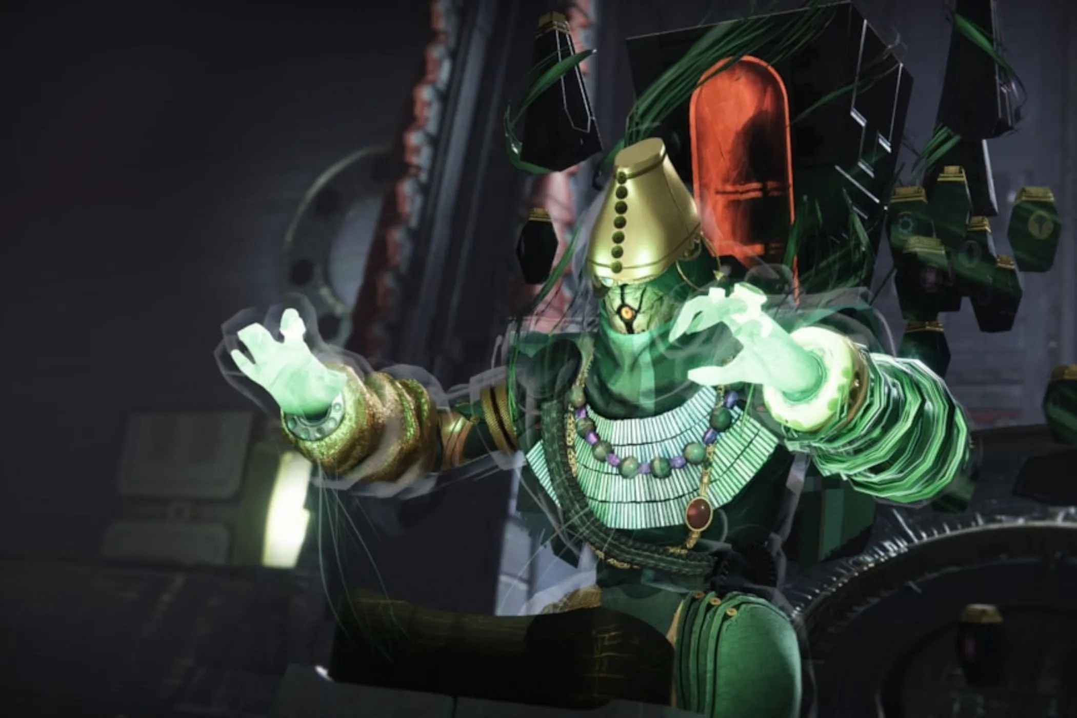 Nhân vật Warlock trong Destiny 2 với bộ giáp xanh lá, đại diện cho một trong số ít tựa game live-service thành công nhưng vẫn đối mặt với sự mệt mỏi của người chơi.