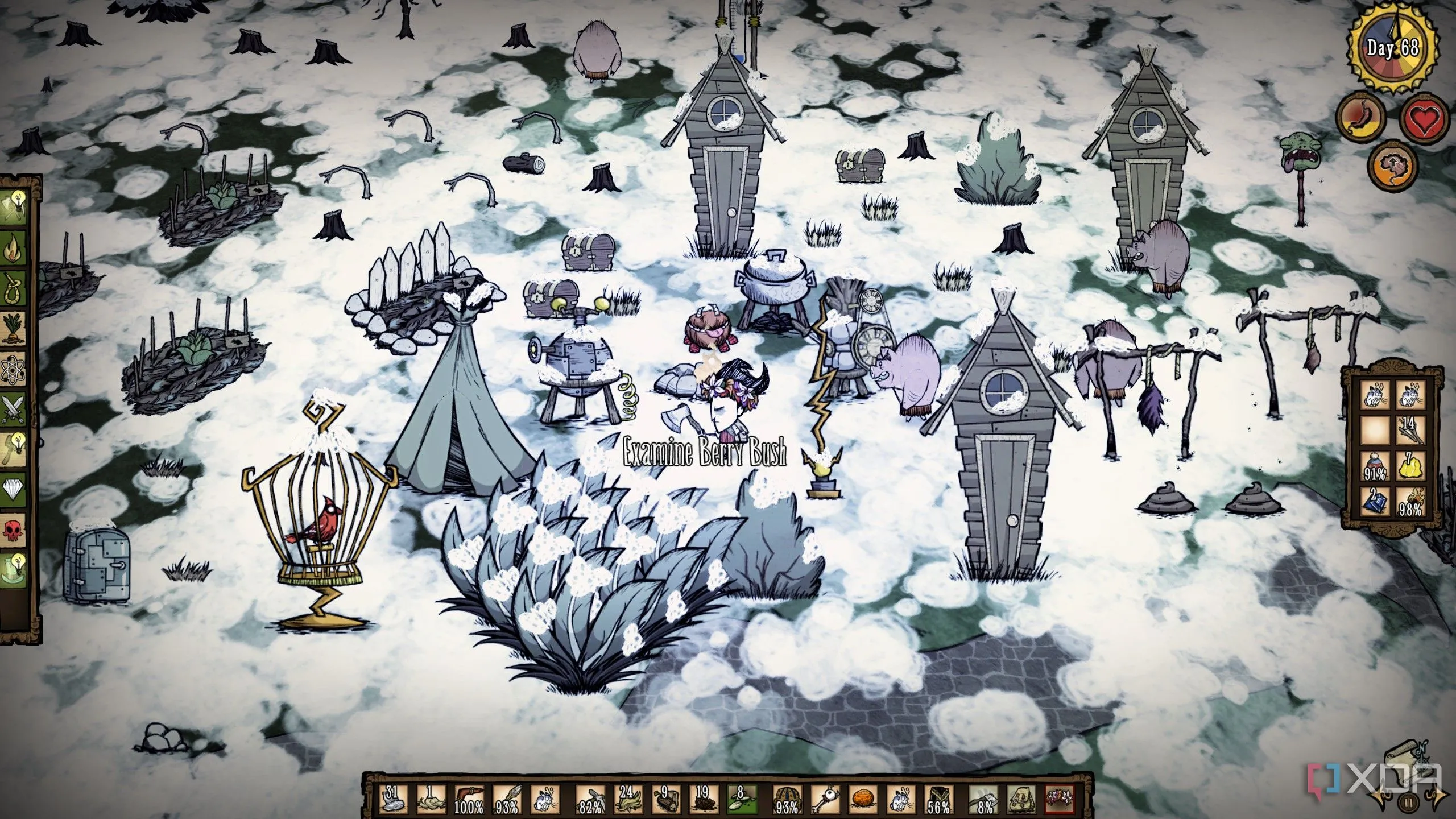 Nhân vật Wilson trong một khung cảnh của Don't Starve vào ngày thứ 68