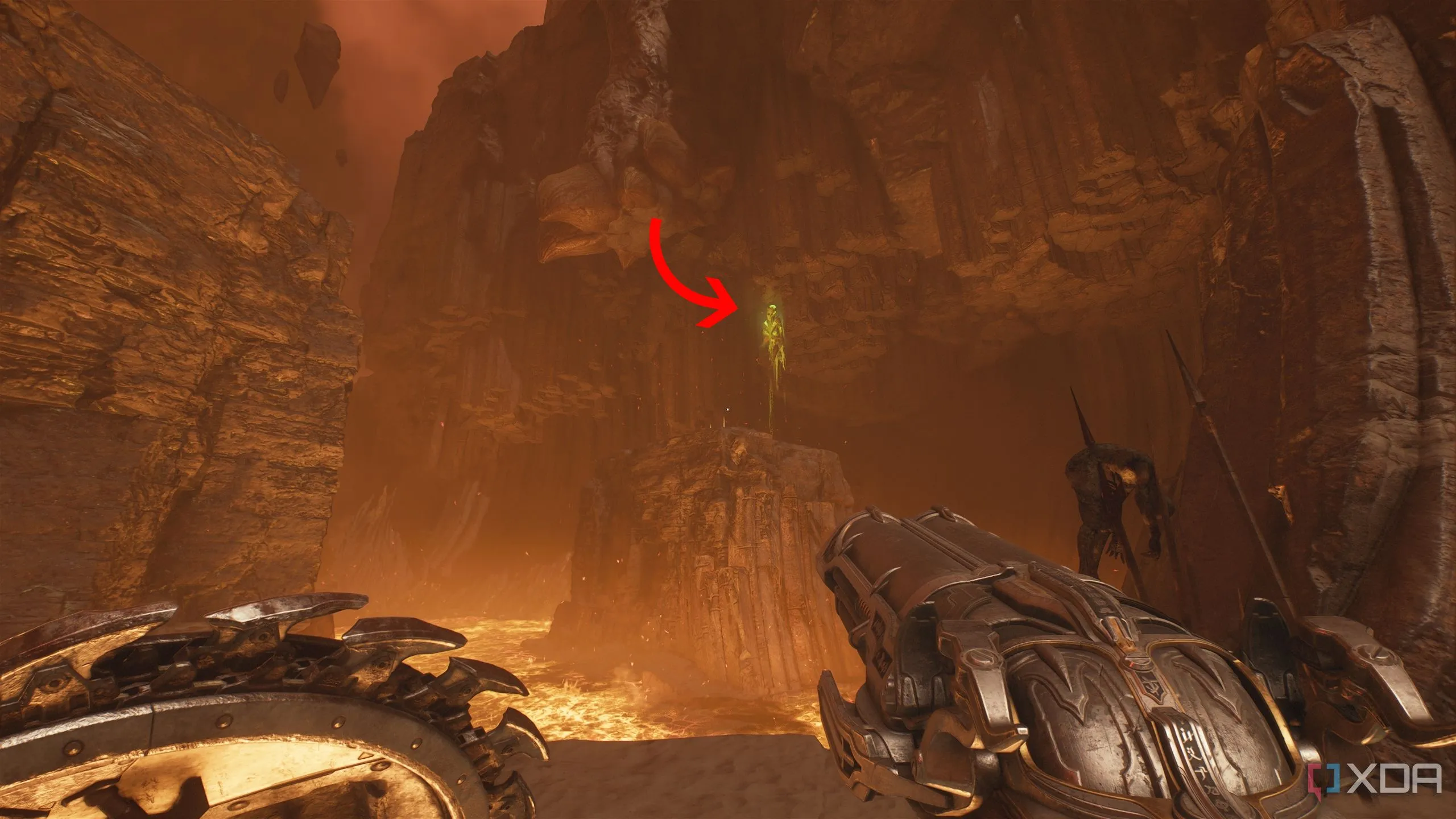 Nút thịt xanh lá cây giúp Slayer di chuyển trong Doom The Dark Ages.