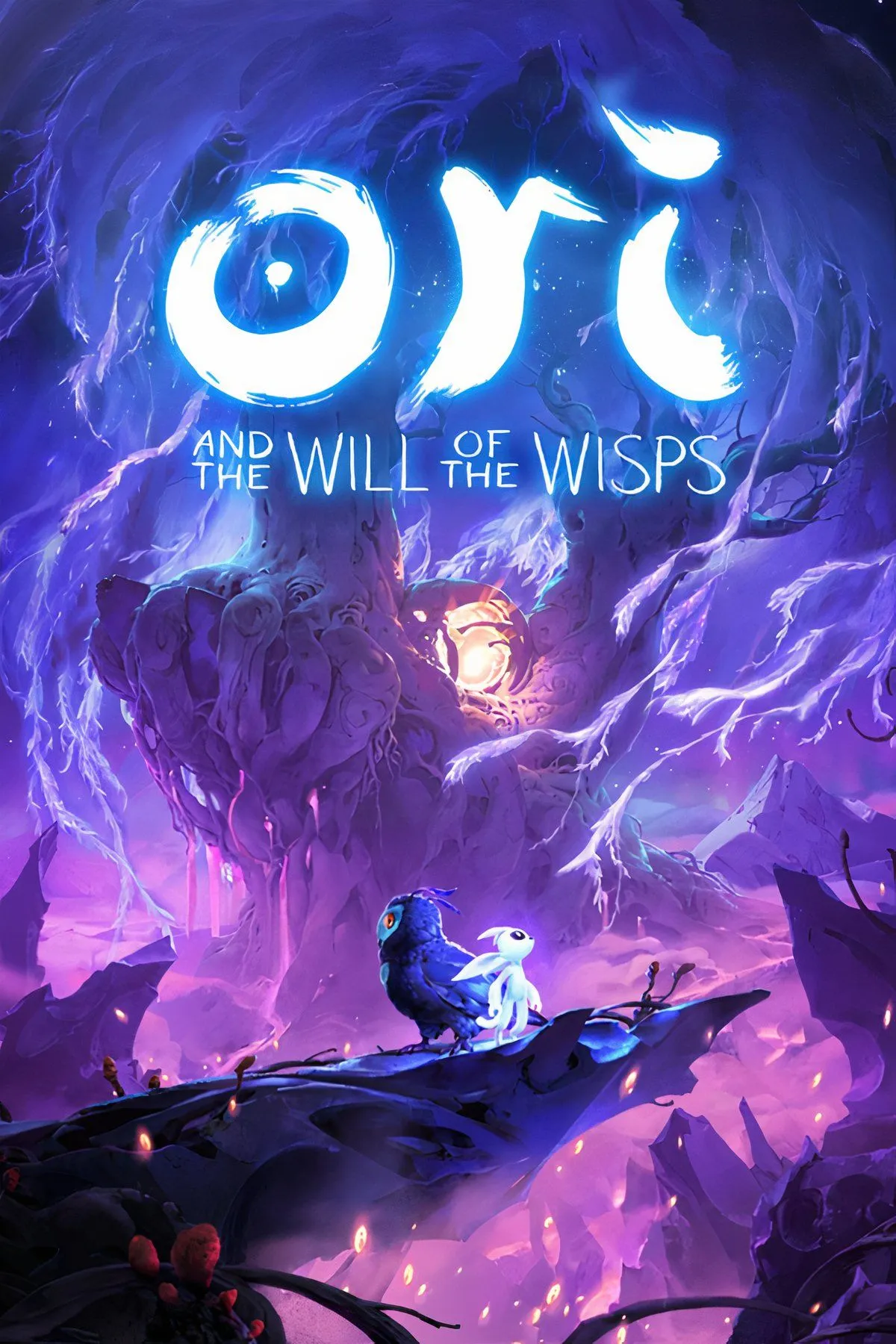 Ori đang bay lượn trong một khu rừng huyền ảo đầy màu sắc, bối cảnh của Ori and the Will of the Wisps.