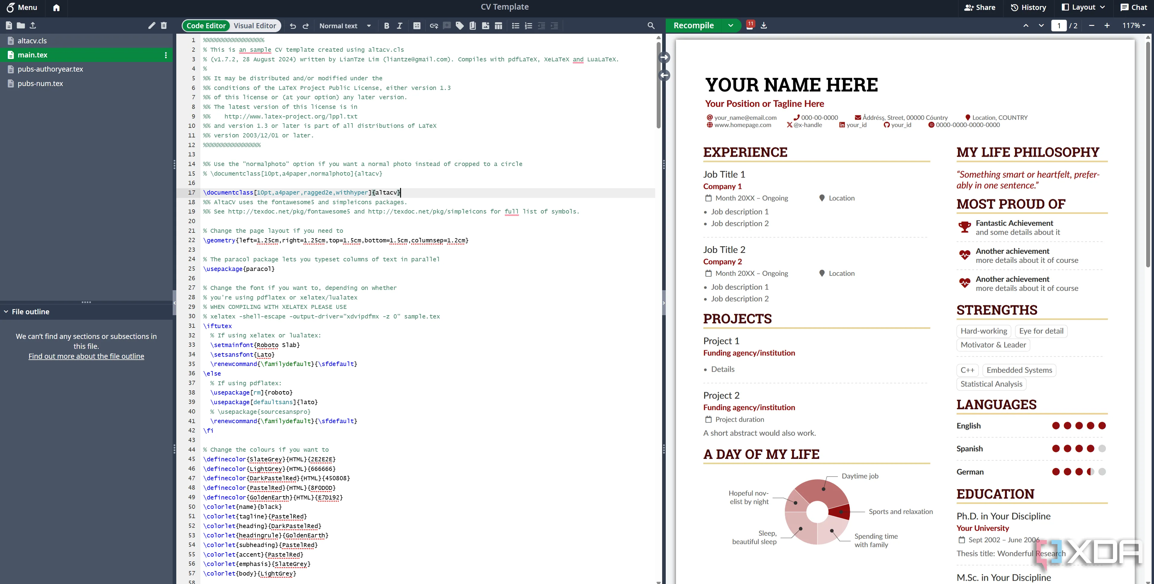 Overleaf CV template