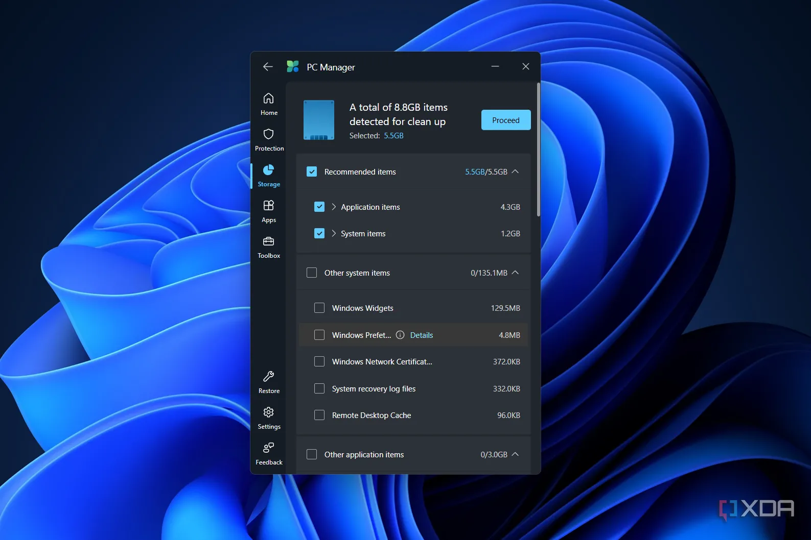 PC Manager Deep Cleanup với tùy chọn xóa thư mục Prefetch