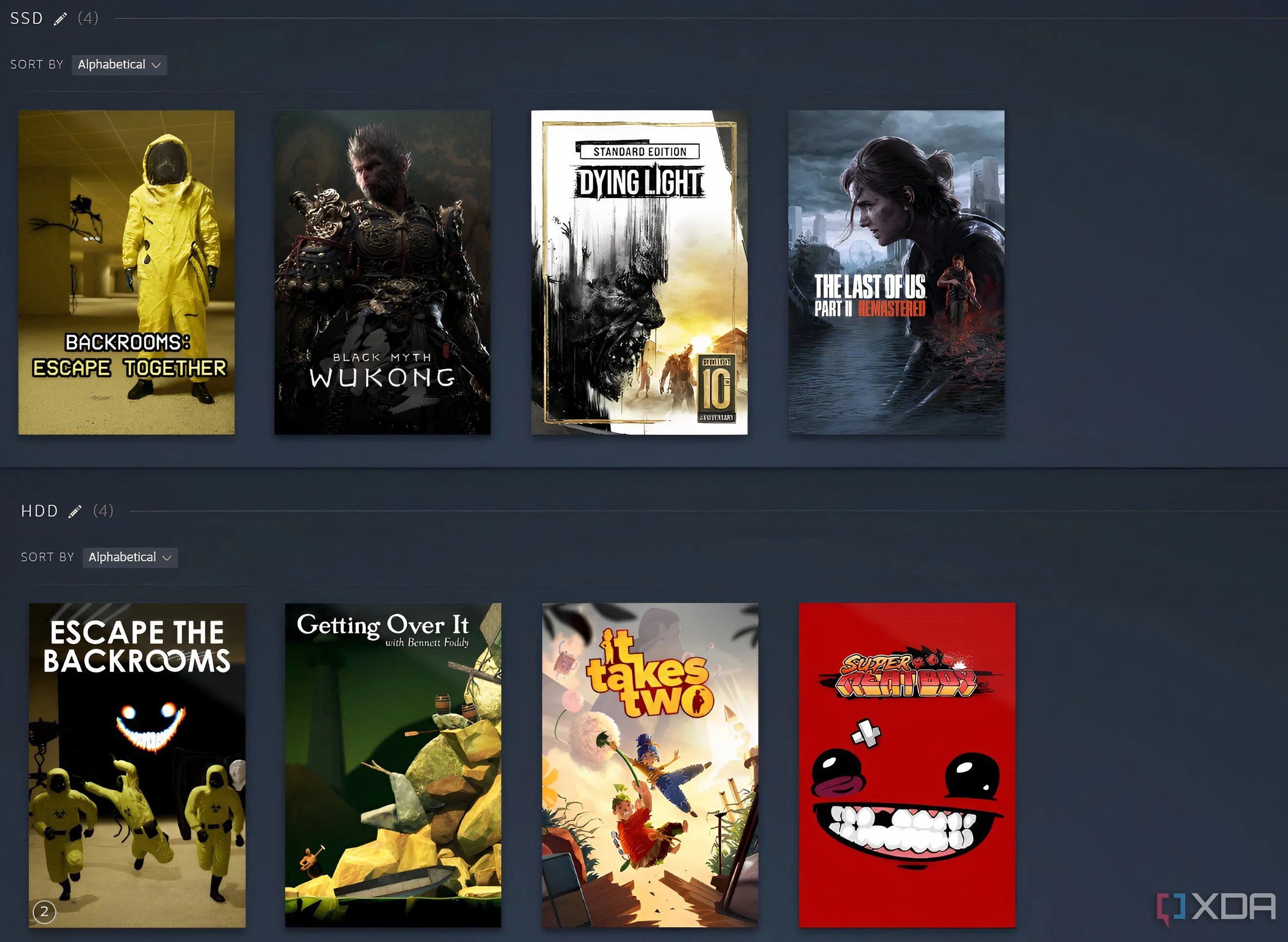 Phân loại game trên Steam vào các bộ sưu tập riêng biệt cho ổ SSD và HDD để quản lý dung lượng hiệu quả
