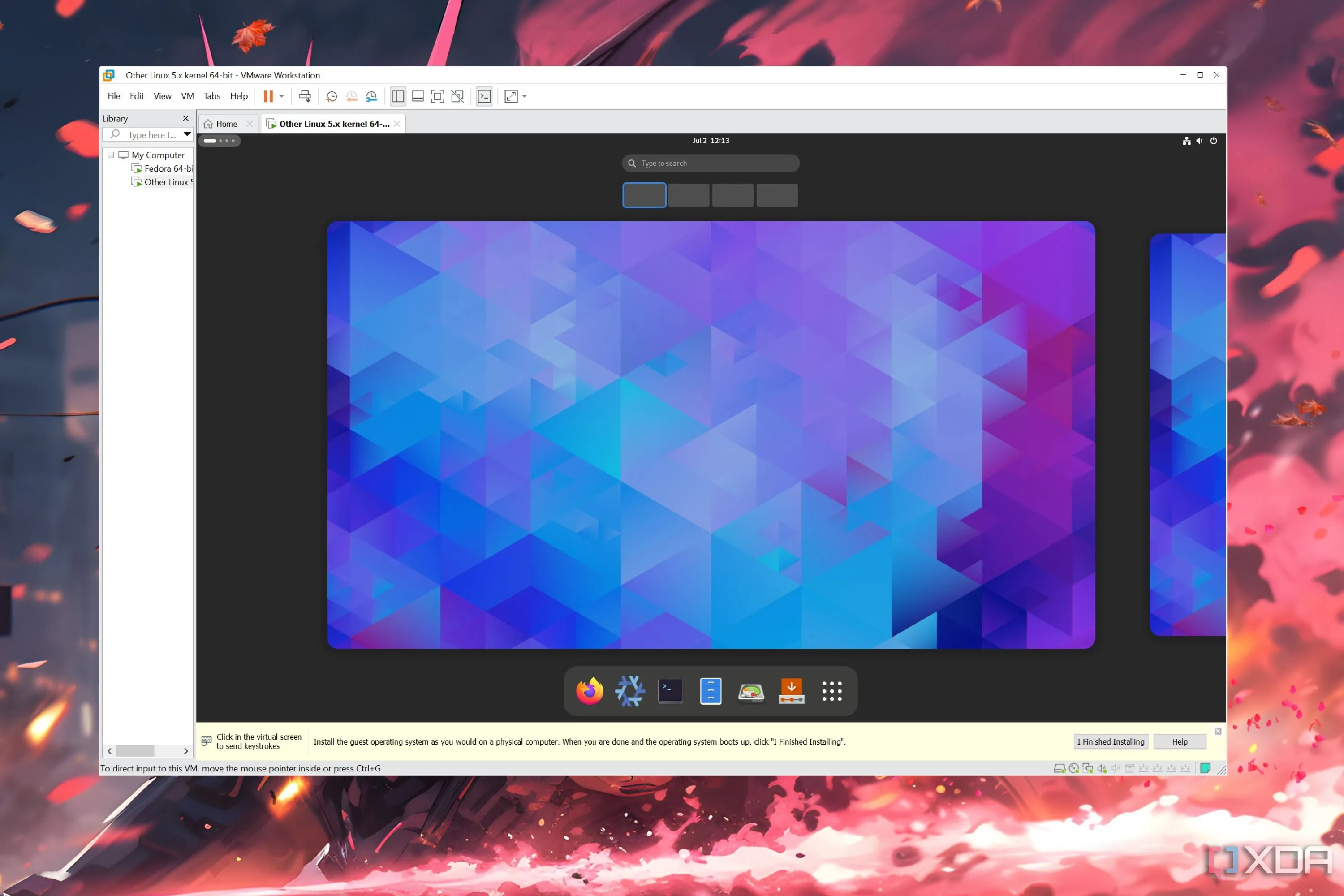 Phần mềm VMware Workstation Pro đang chạy hệ điều hành NixOS ảo hóa