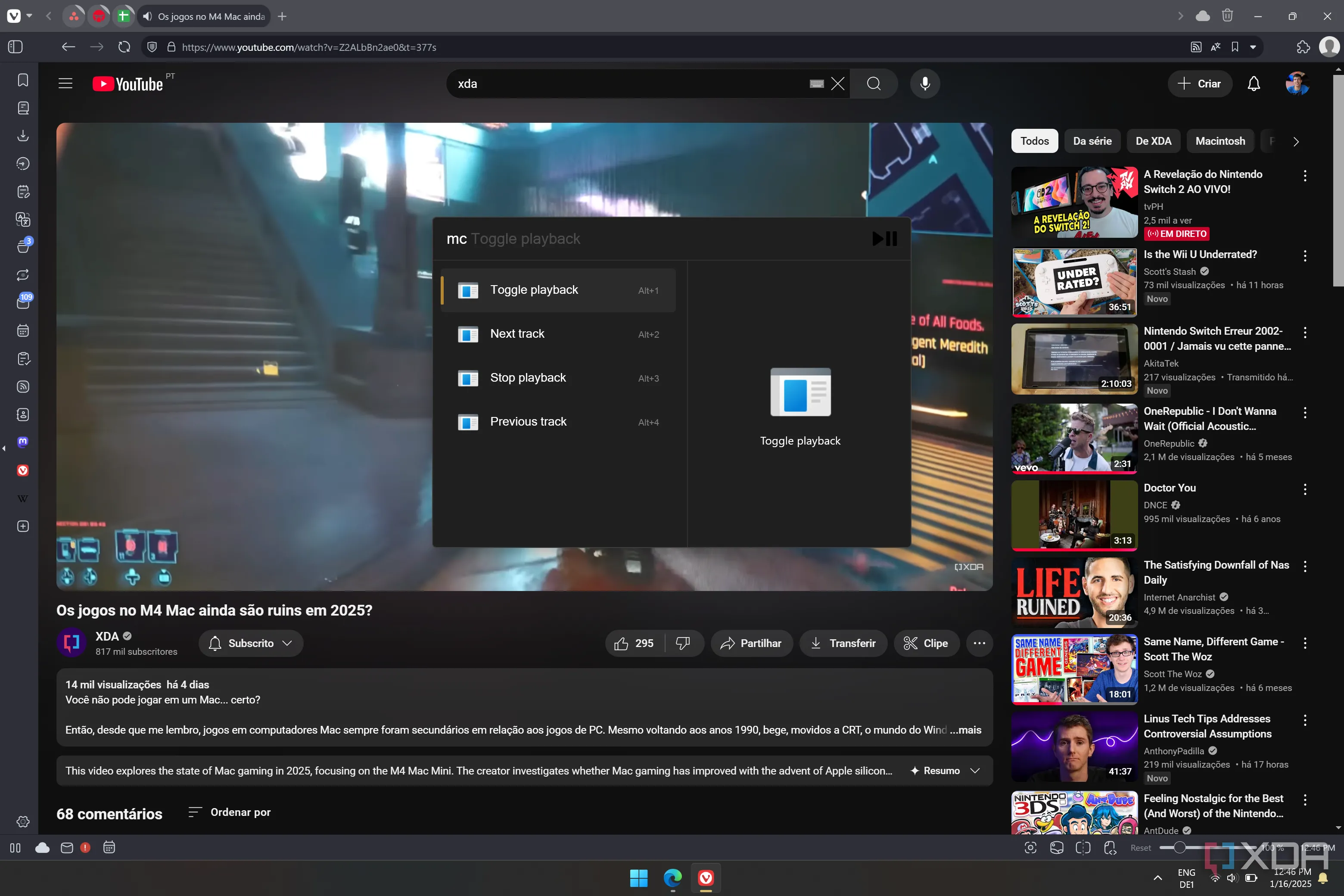 Plugin MediaControl của Flow Launcher đang điều khiển phát video YouTube