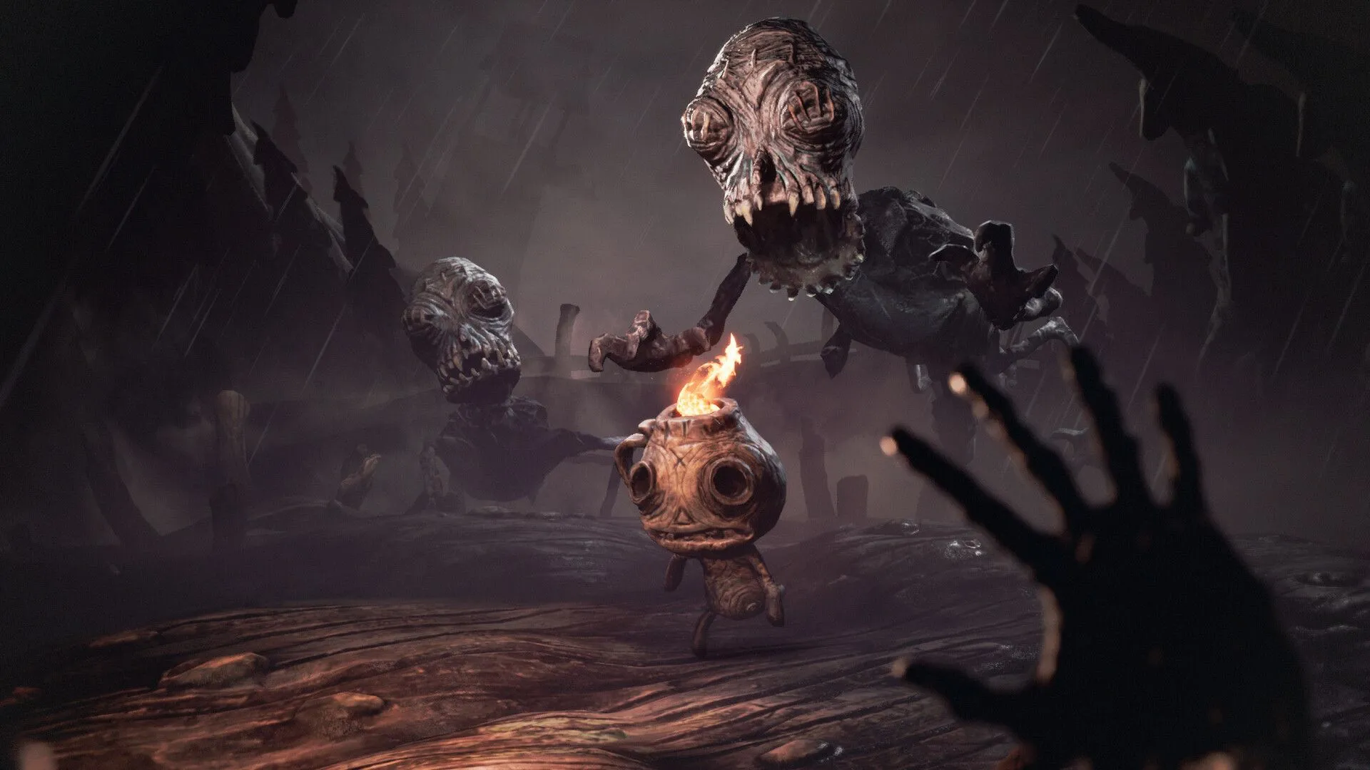 Potboy đứng trên bệ đá, ánh sáng soi rọi khung cảnh nghệ thuật của game The Midnight Walk
