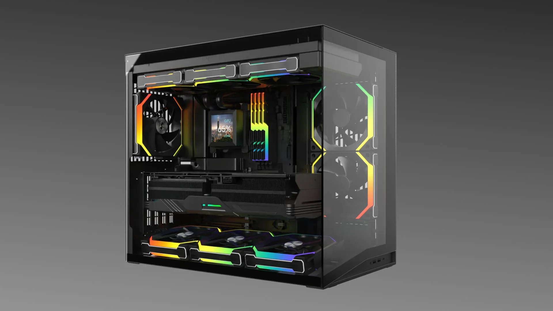 Render vỏ case Lian Li O11D Mini V2 mới ra mắt tại Computex 2025 với thiết kế tối ưu luồng khí
