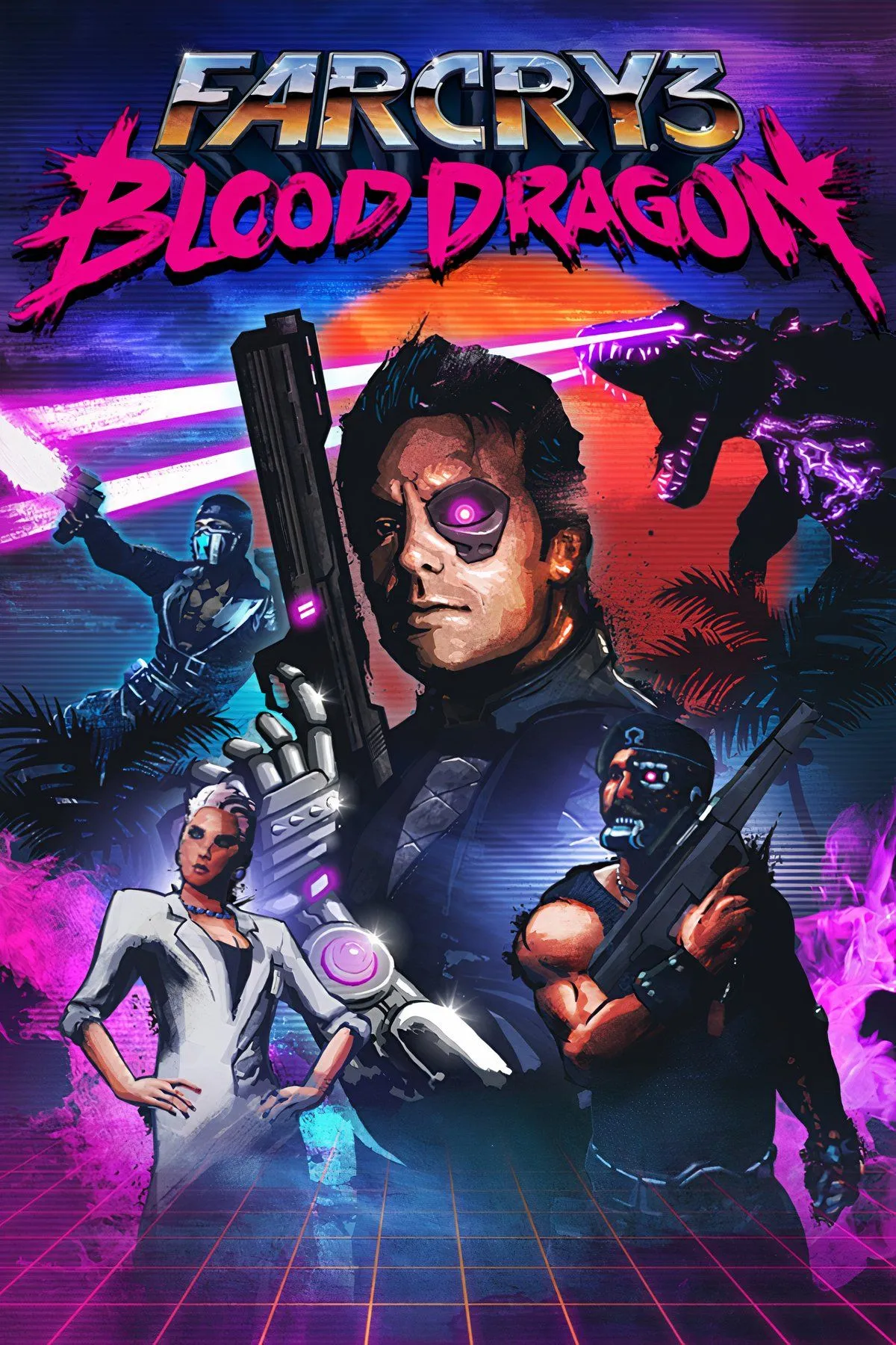 Sergeant Rex Colt với phong cách 80s đầy màu sắc neon trong Far Cry 3: Blood Dragon, một DLC độc đáo