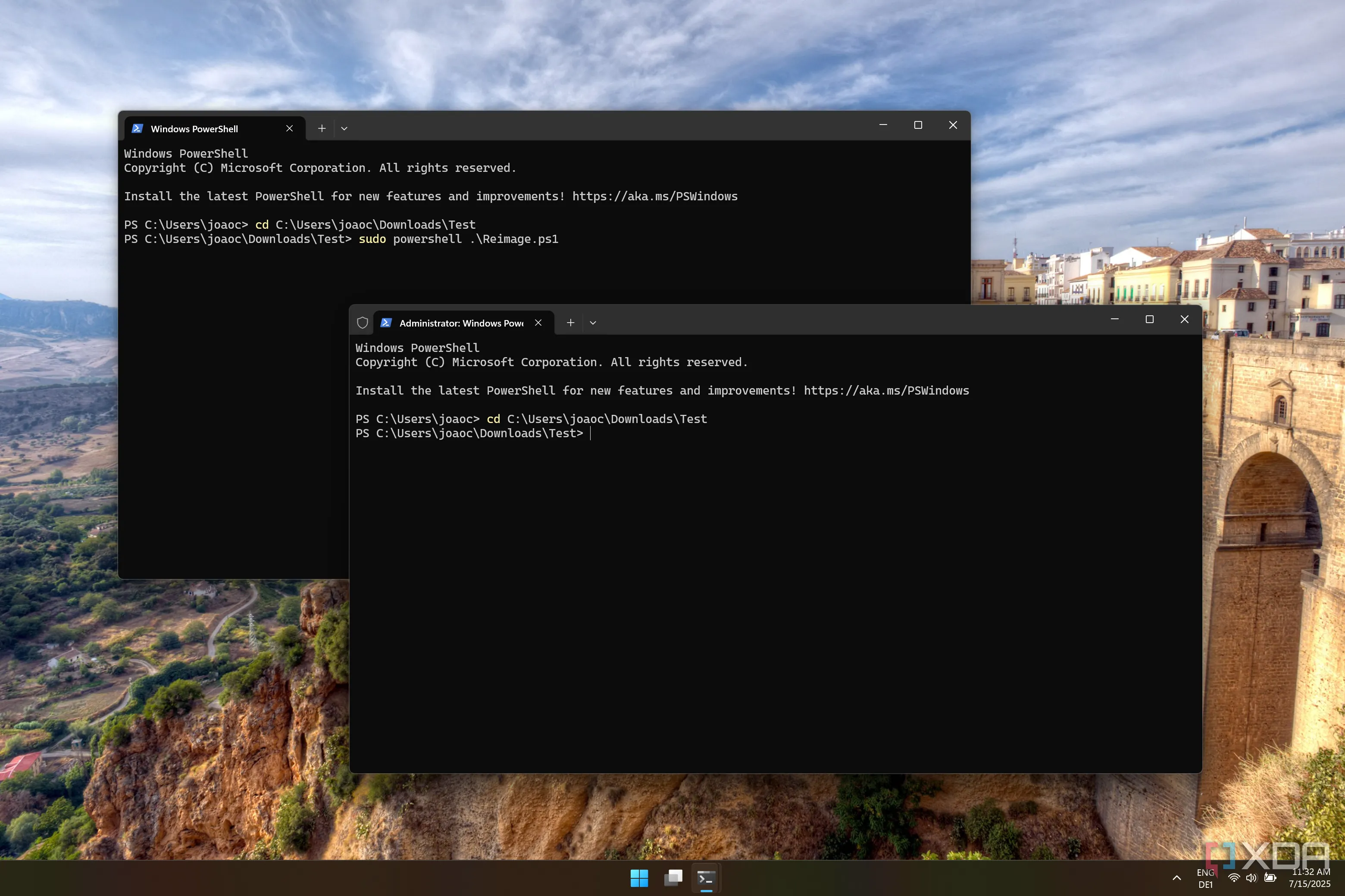So sánh chạy Admin Terminal và Sudo