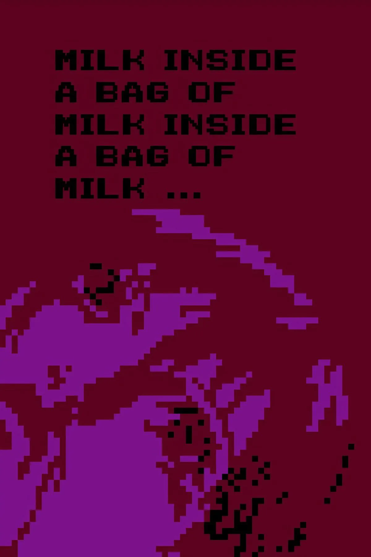 Tác phẩm nghệ thuật pixel monochrome của Milk Inside a Bag of Milk Inside a Bag of Milk, mô tả game visual novel tâm lý