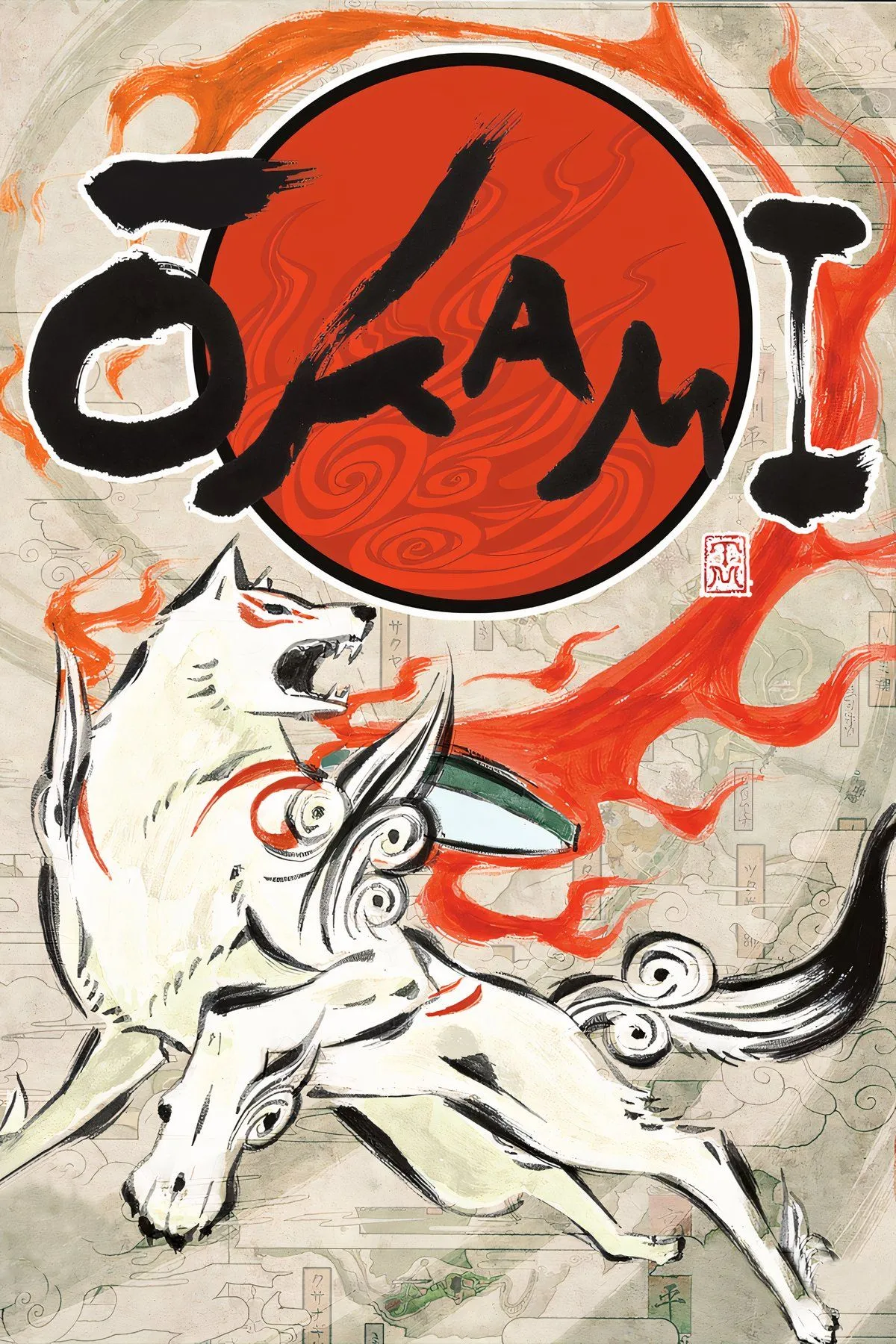 Thần Amaterasu hóa sói trong hình dáng nghệ thuật sumi-e của game Okami