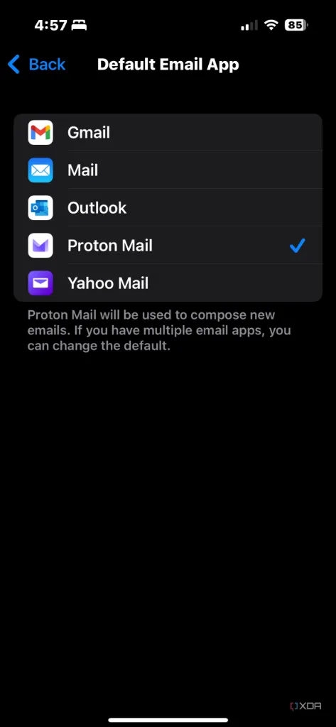 Thiết lập Proton Mail làm mặc định trên iPhone