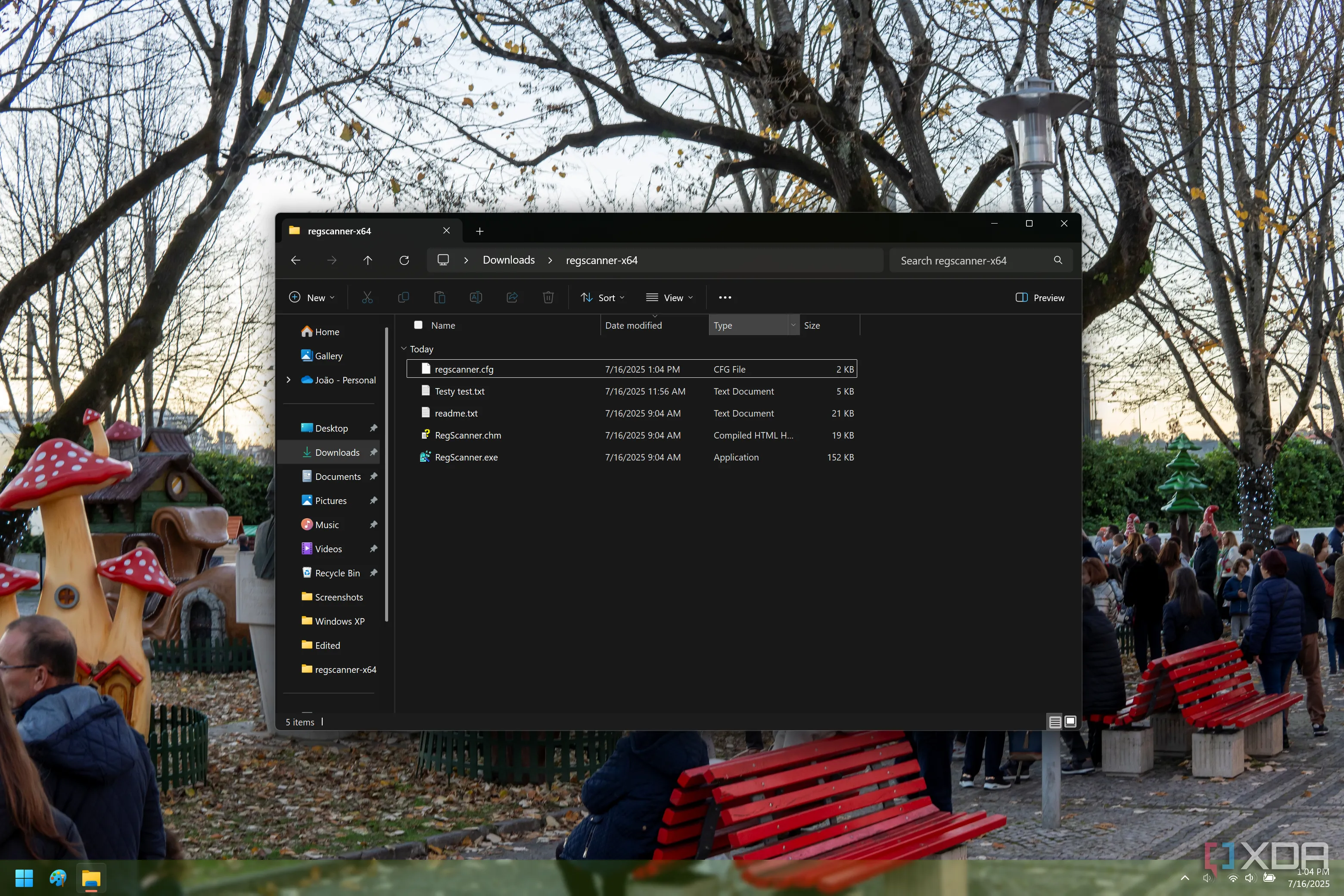 Thư mục chứa tệp tin tiện ích RegScanner trong File Explorer