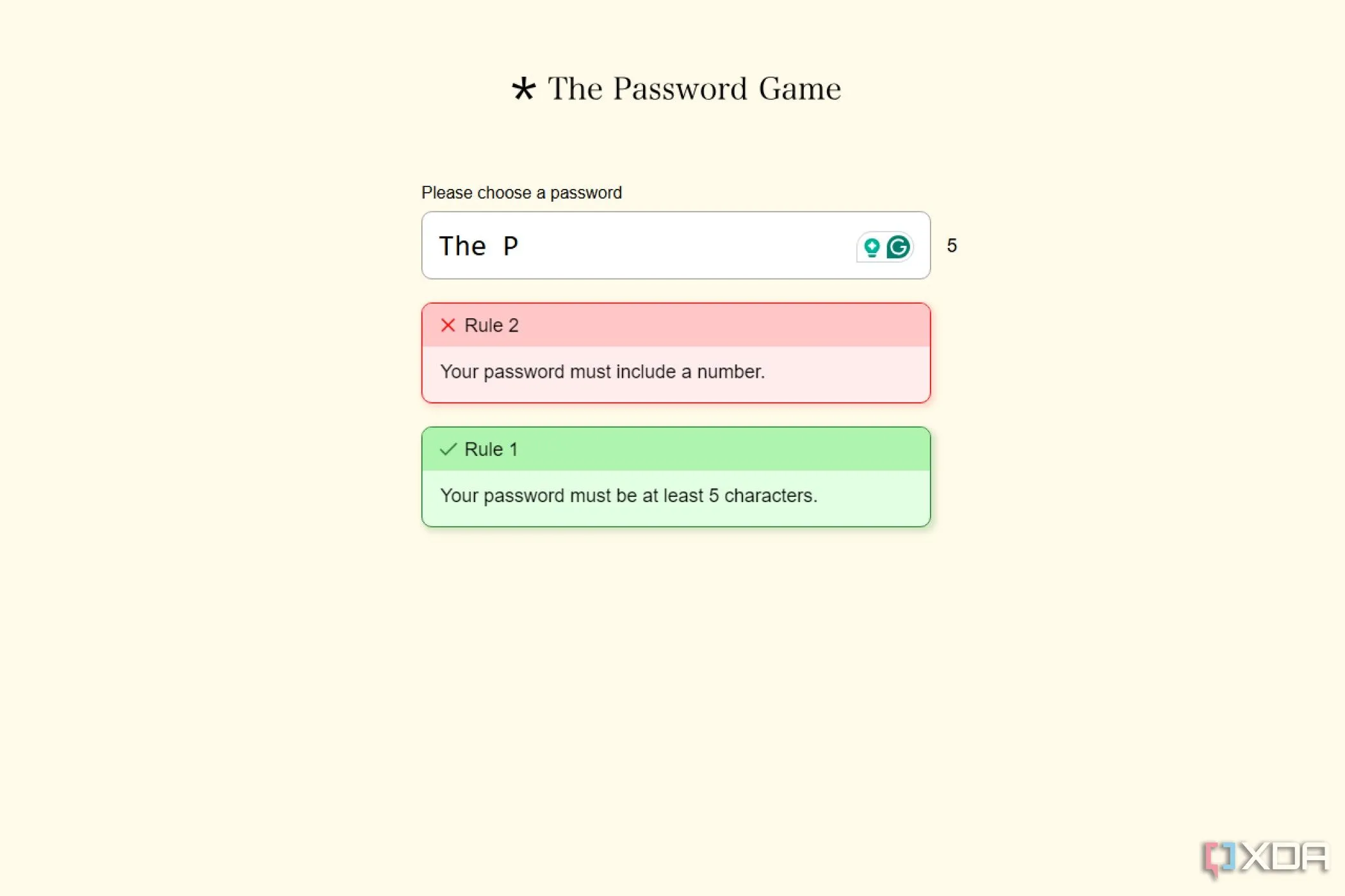 Thử thách tạo mật khẩu khó nhằn trong The Password Game