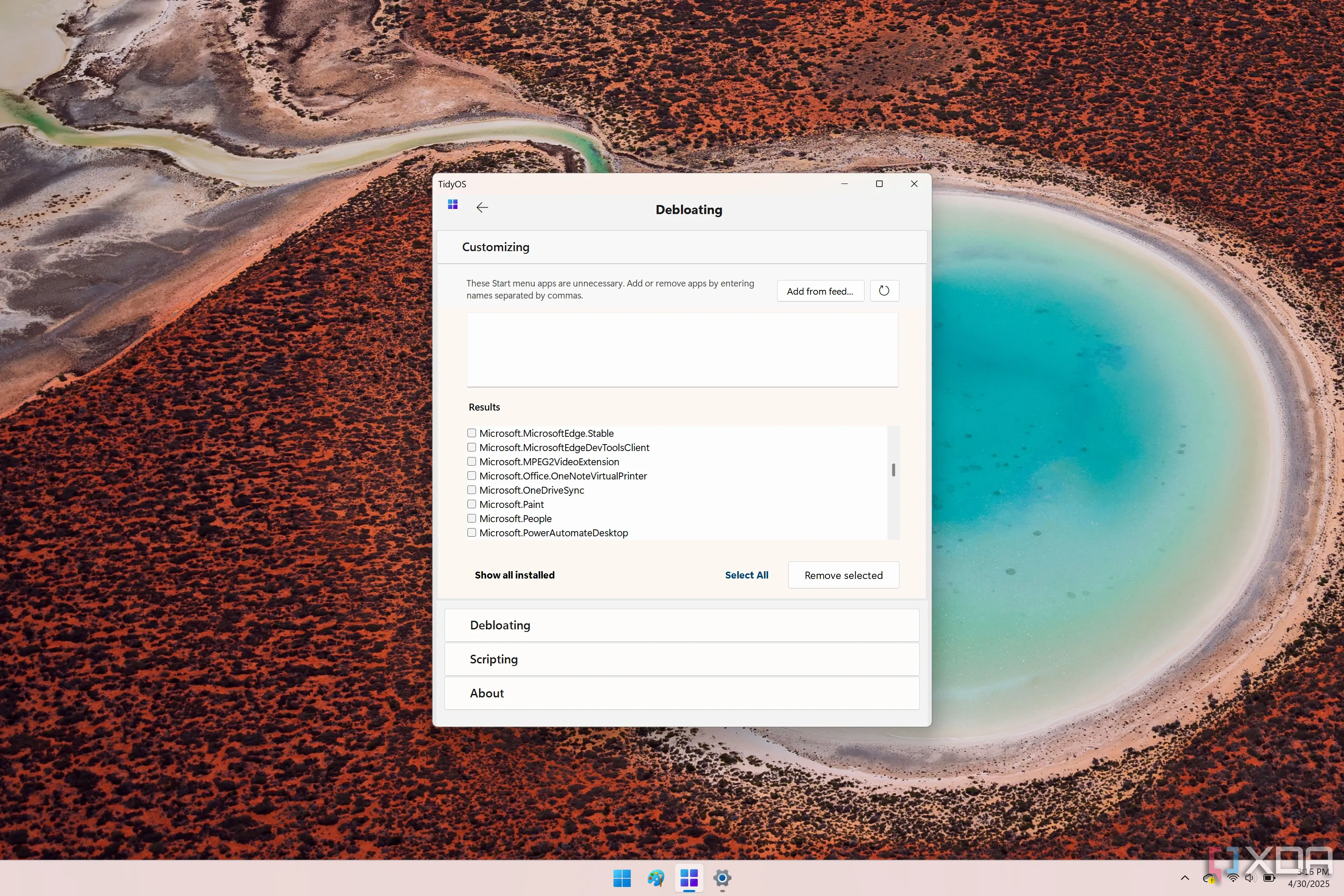 TidyOS hiển thị toàn bộ danh sách các ứng dụng có thể gỡ bỏ từ hệ thống Windows 11