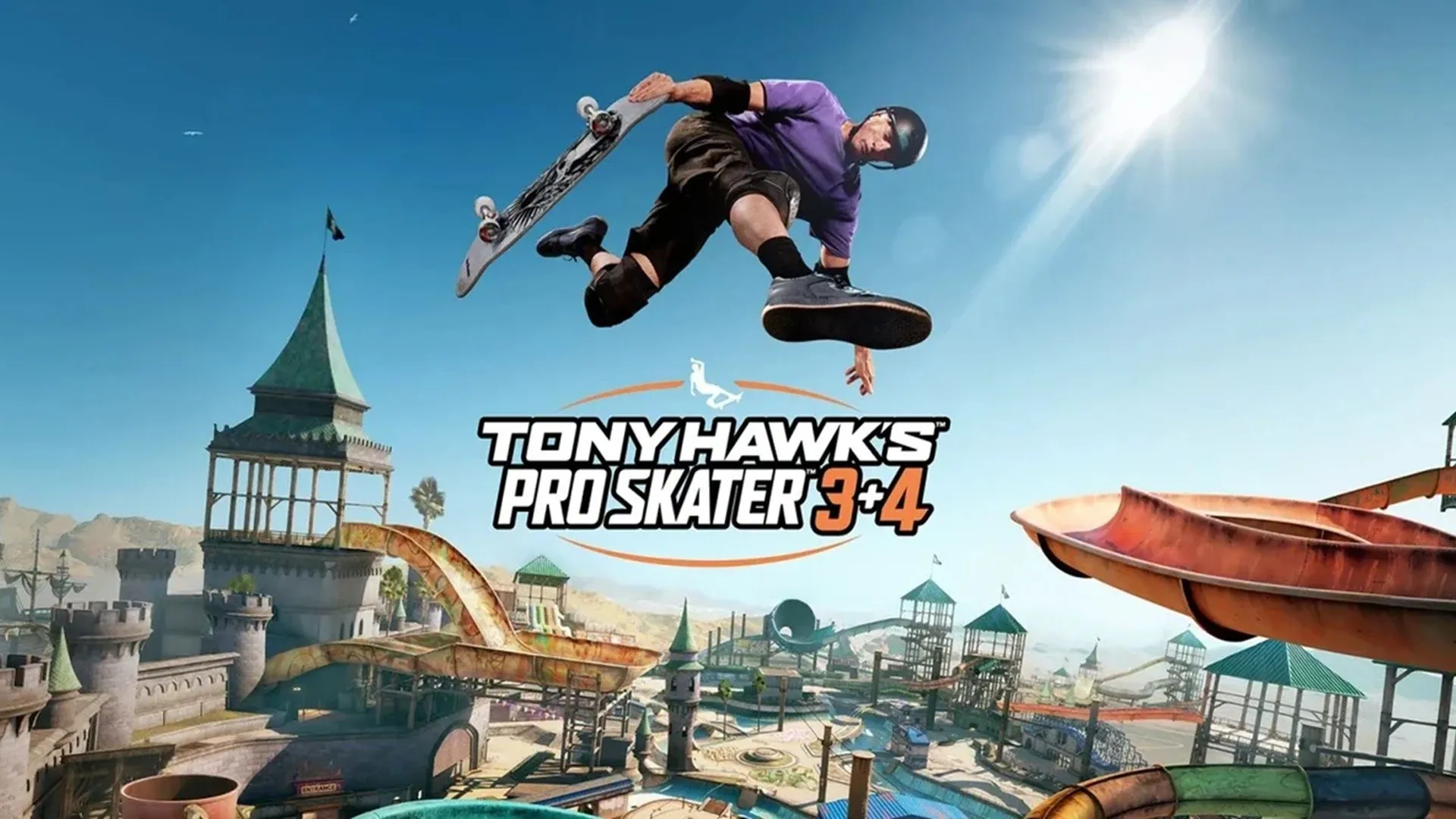 Tiêu đề game Tony Hawk's Pro Skater 3 + 4 trên nền ván trượt và đường phố, gợi nhớ về thời hoàng kim của game trượt ván