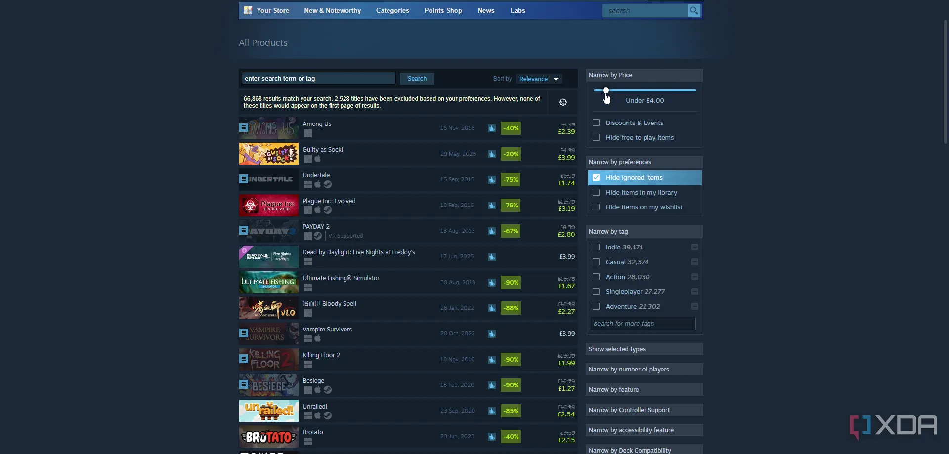 Tìm game giá rẻ trên Steam bằng bộ lọc tích hợp