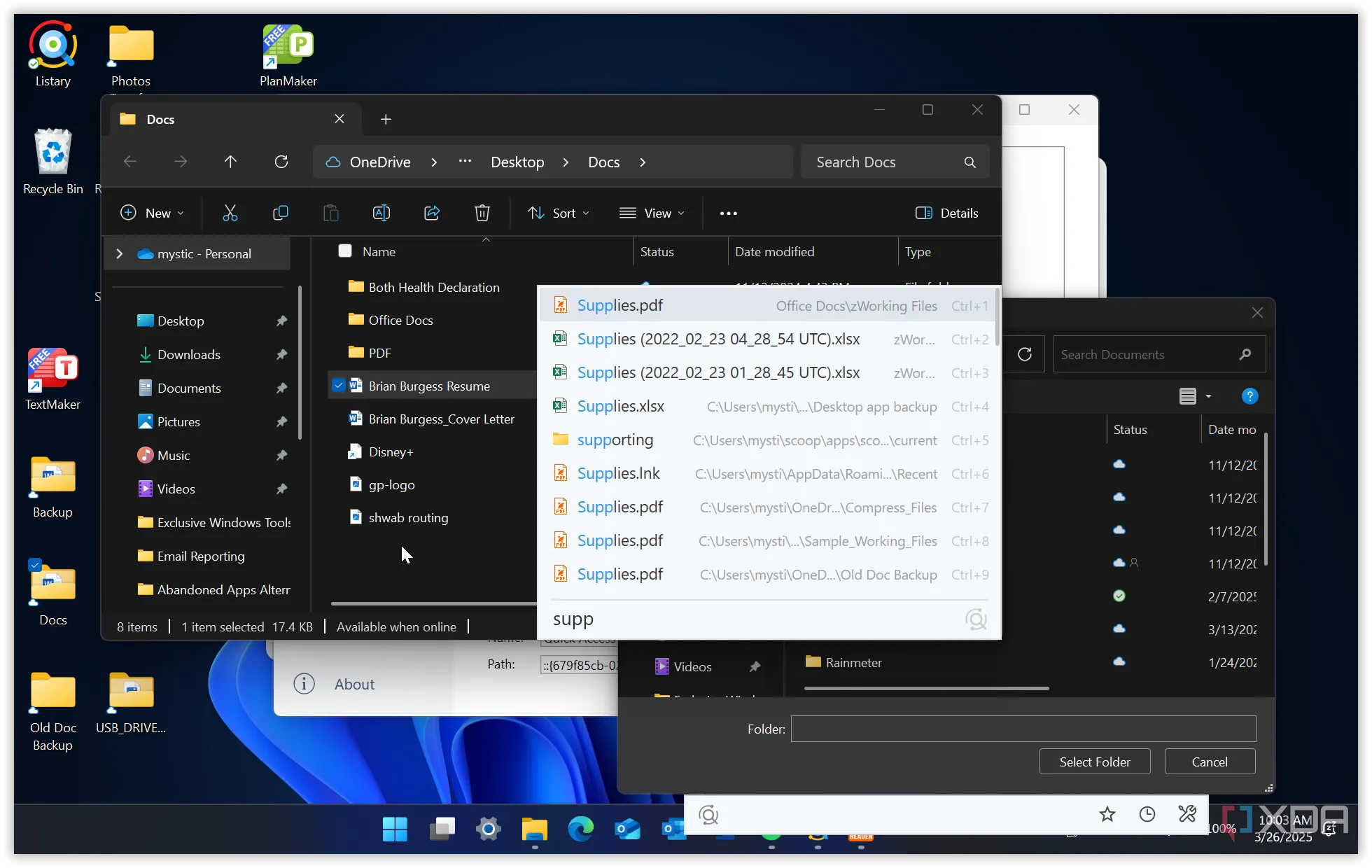 Tìm kiếm file trực tiếp trong File Explorer, minh họa với công cụ Listary tiện lợi