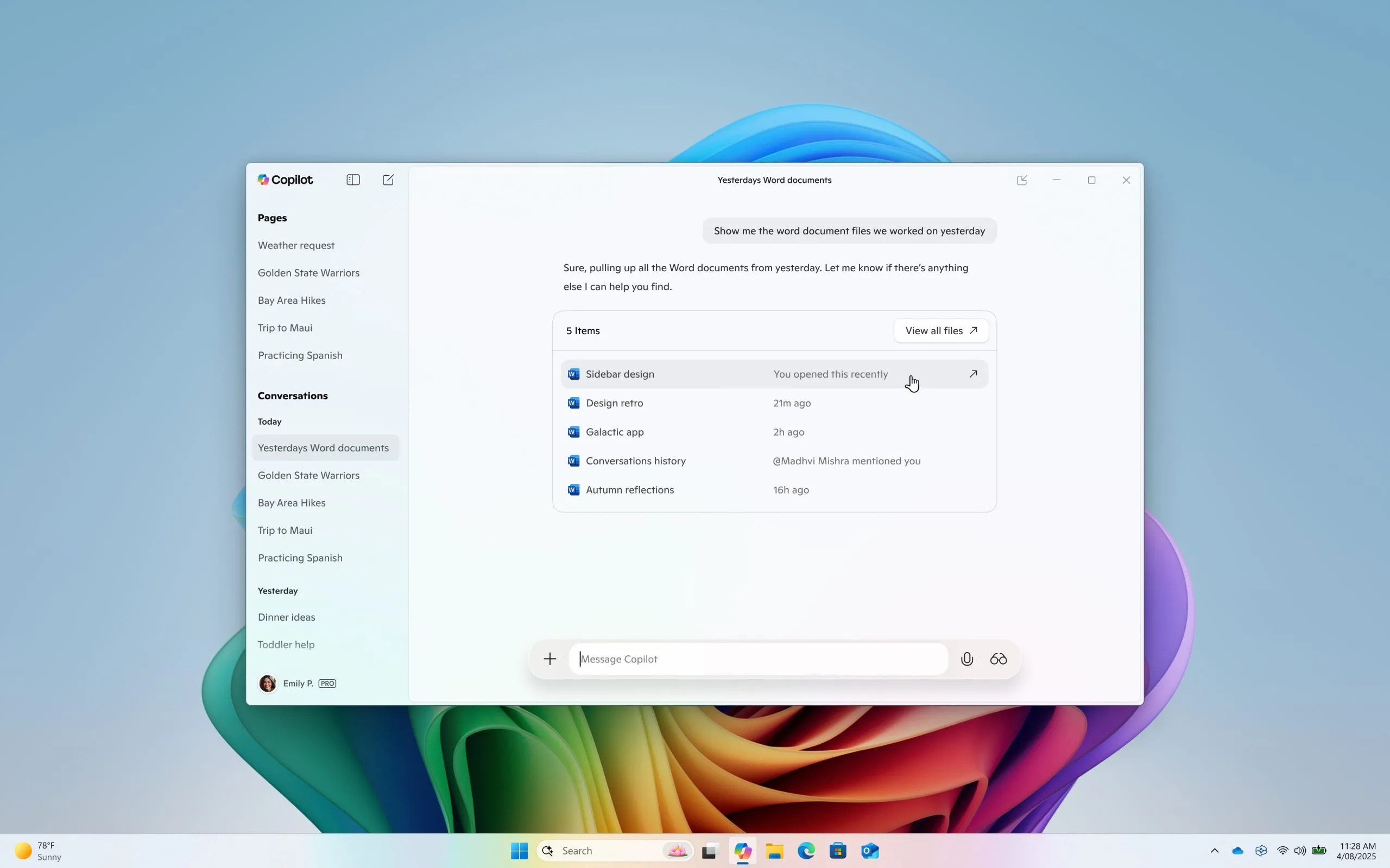 Tìm kiếm tệp qua Microsoft Copilot.