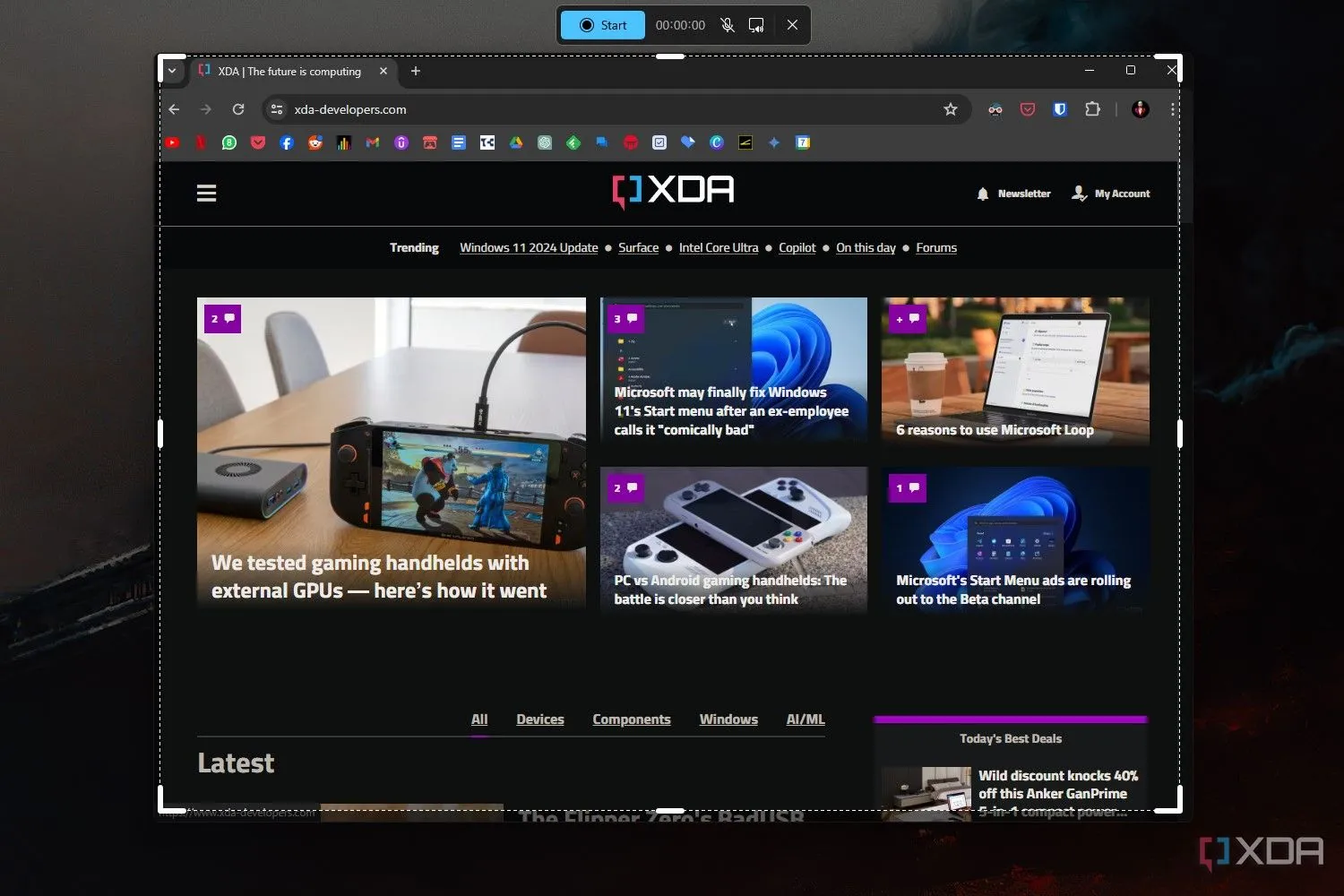 Tính năng ghi màn hình mới của Snipping Tool trên Windows 11, hỗ trợ ghi lại video và âm thanh một cách tiện lợi.