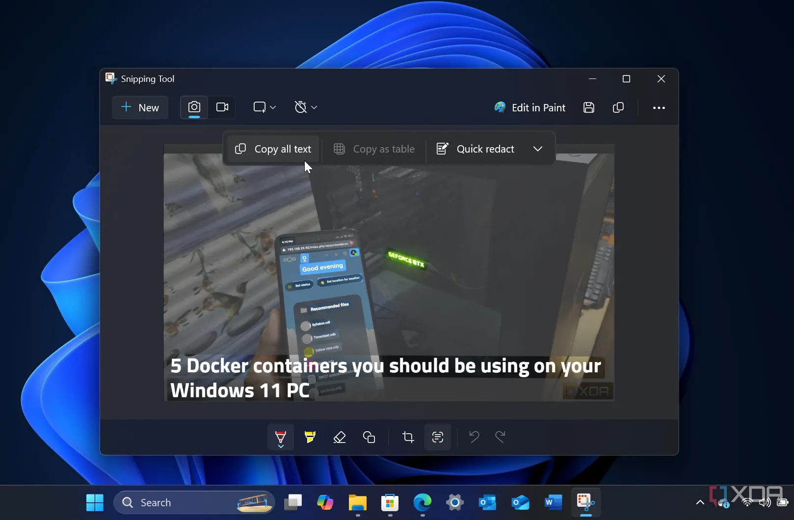 Tính năng OCR của Snipping Tool trên Windows 11 giúp trích xuất văn bản từ hình ảnh một cách dễ dàng và nhanh chóng.