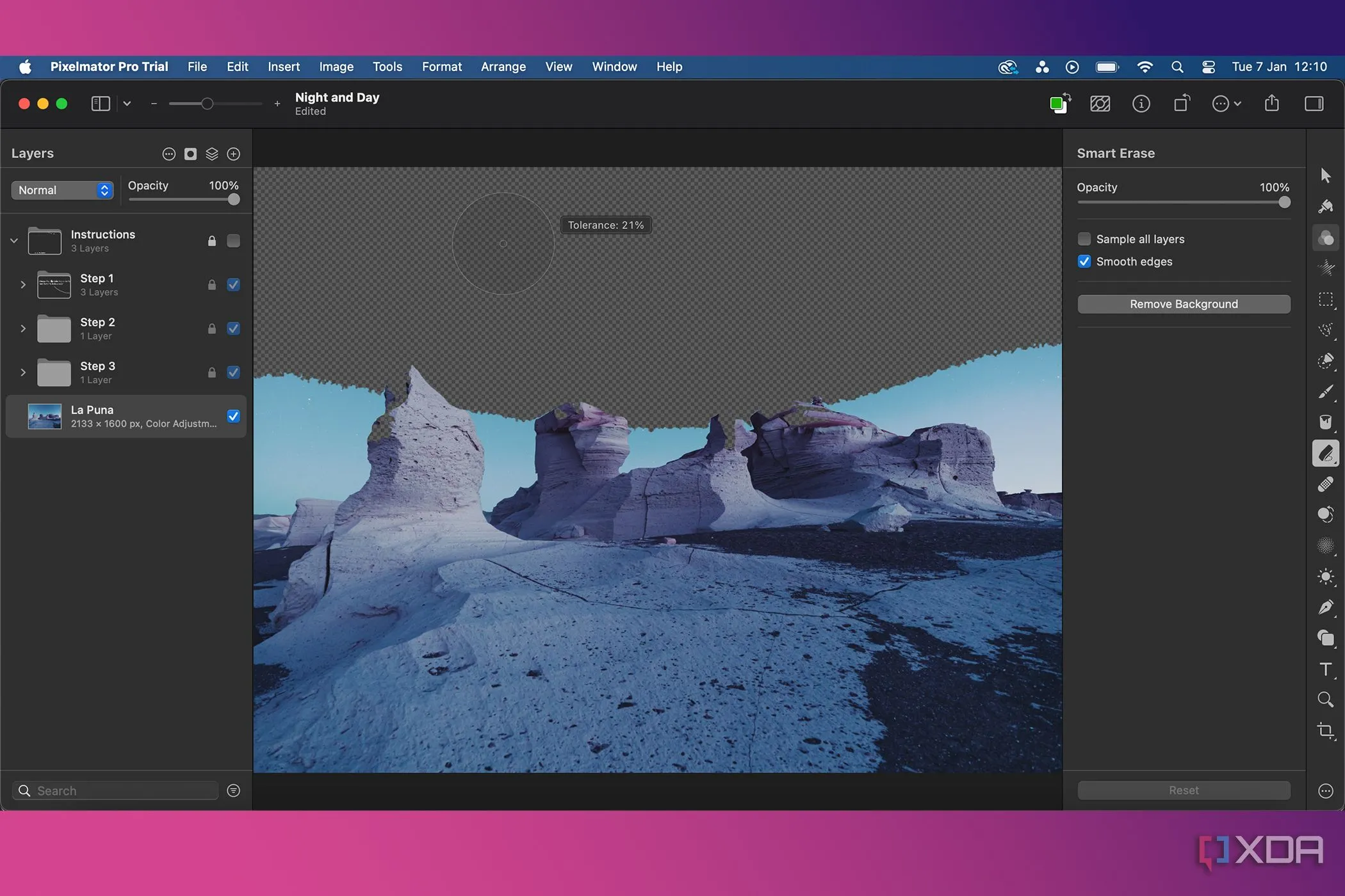 Tính năng Smart Erase của Pixelmator Pro