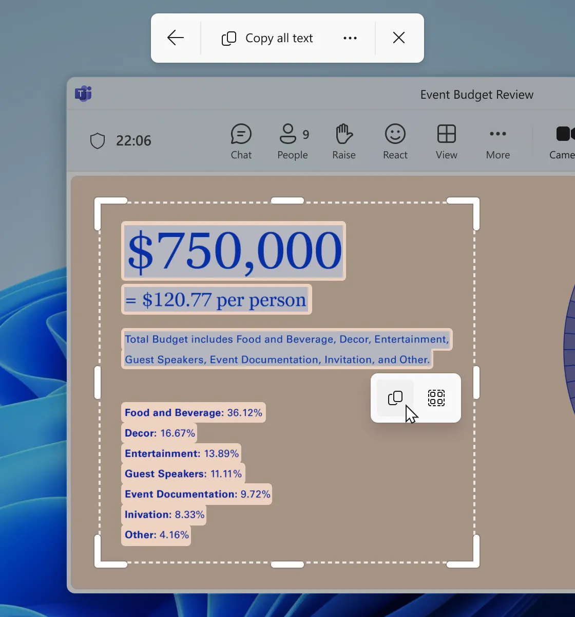 Tính năng trích xuất văn bản mới trong Snipping Tool của Windows 11