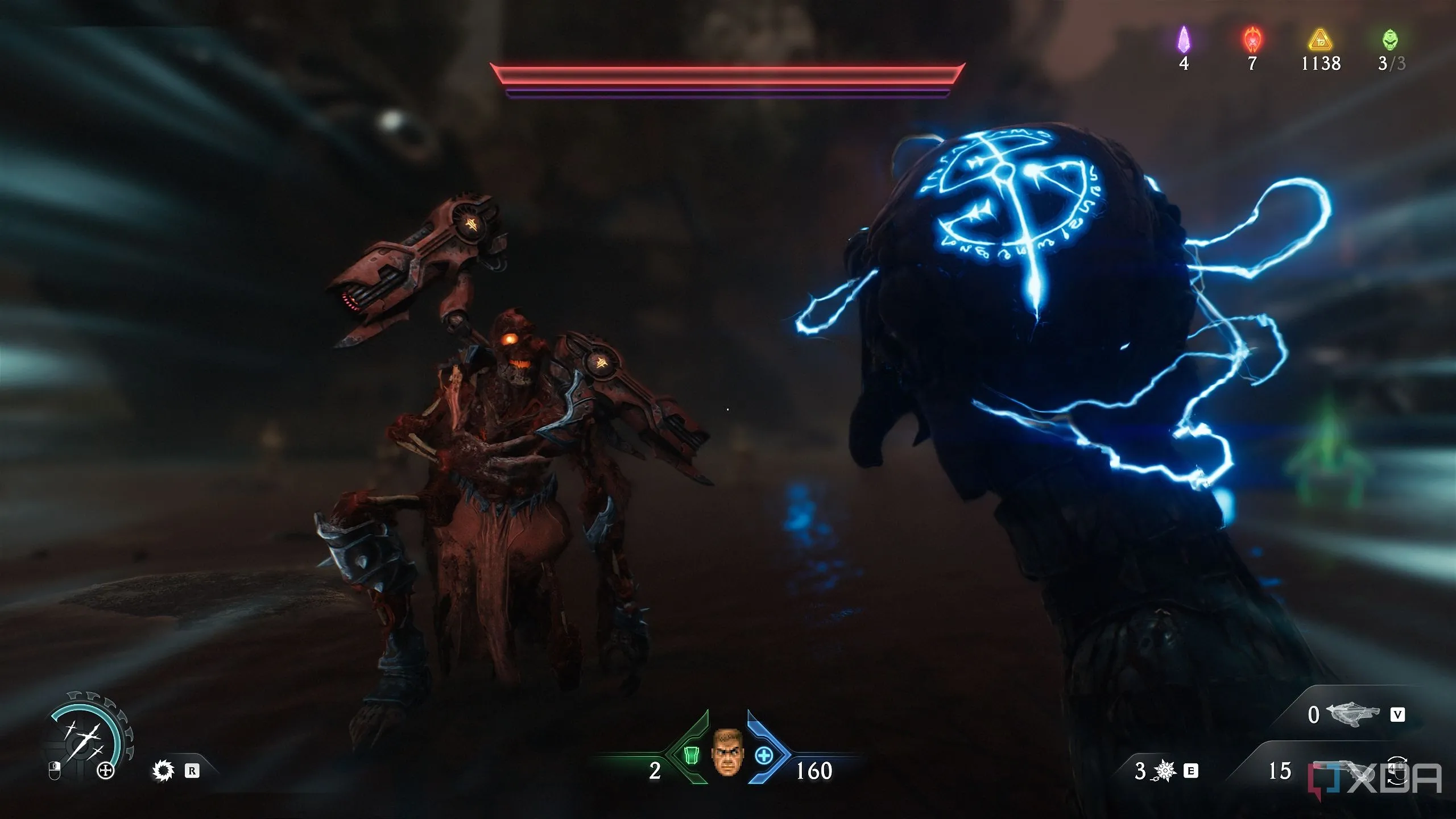 Tinh túy Quỷ hồi máu với biểu tượng dấu cộng trong Chương 20 của Doom The Dark Ages.