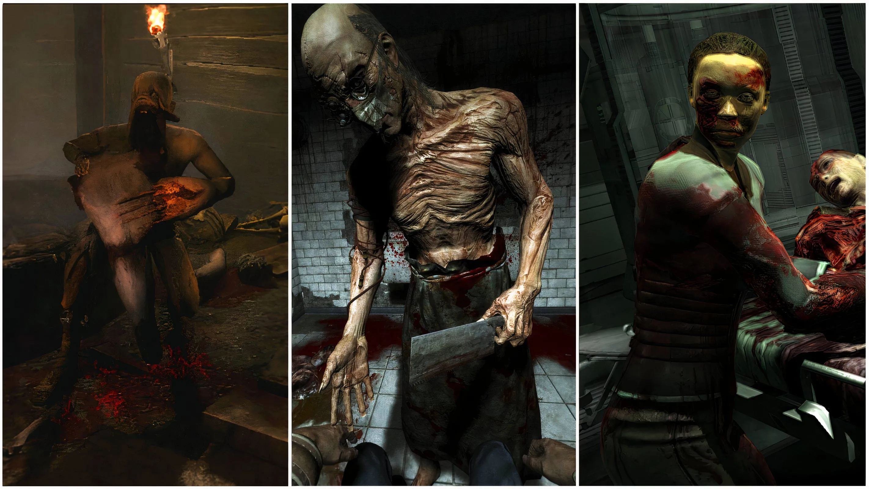 Tổng hợp ba game kinh dị nổi tiếng Amnesia, Outlast và Dead Space, đại diện cho những trải nghiệm kinh hoàng thời niên thiếu.