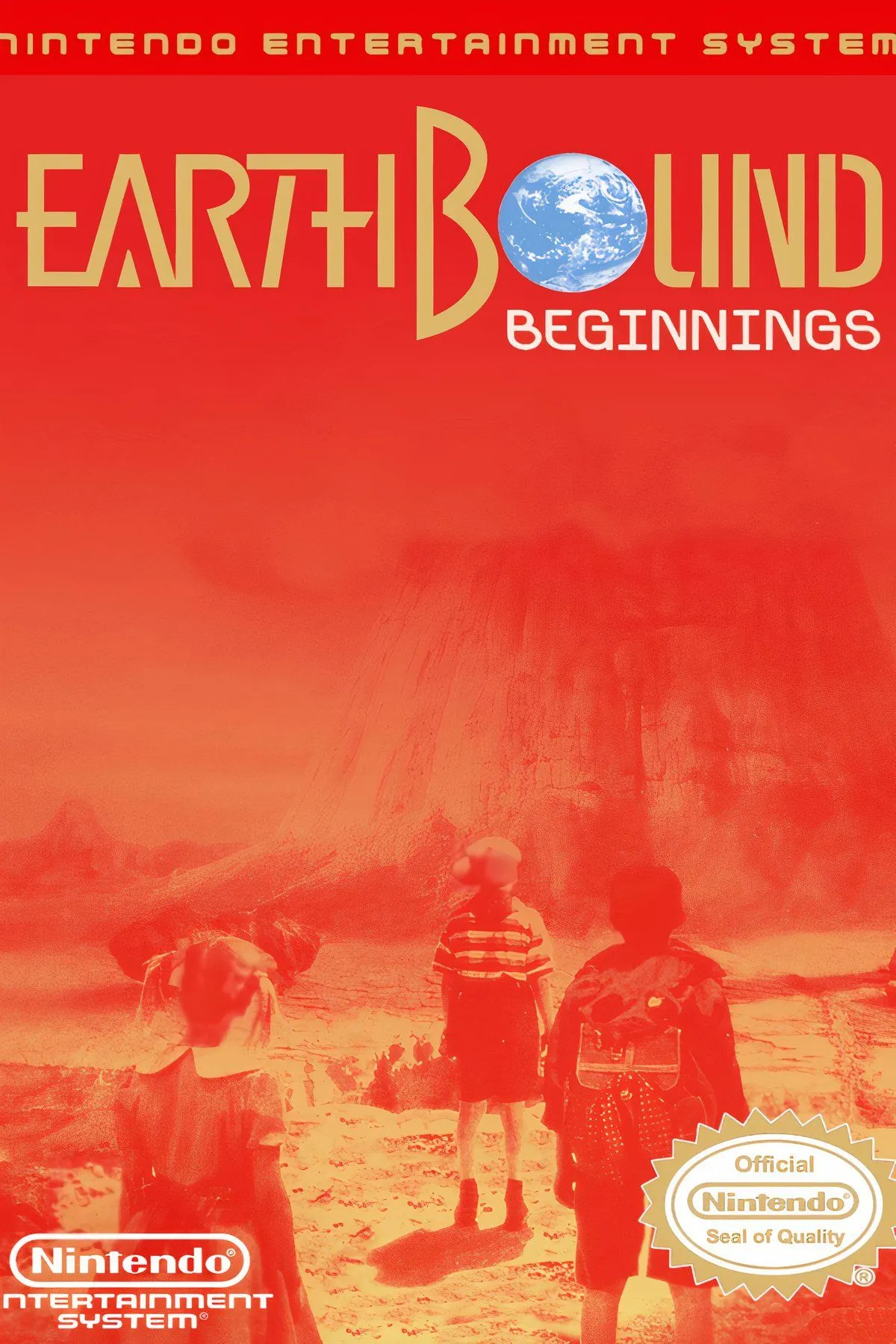 Tổng hợp các cảnh gameplay từ Earthbound Beginnings (Mother) trên NES, một tựa JRPG siêu thực.