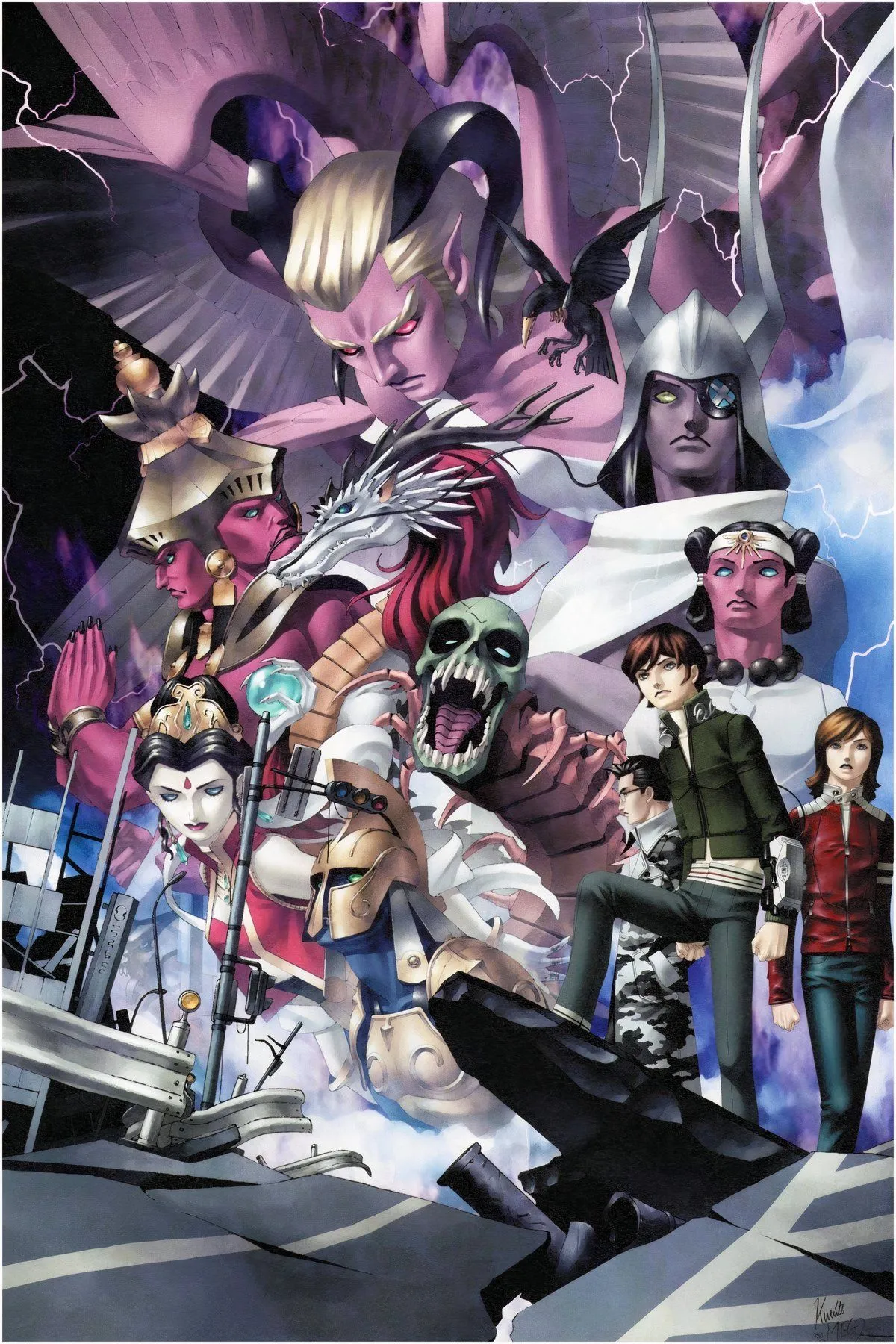 Tổng hợp các cảnh gameplay từ Shin Megami Tensei GBA với patch tiếng Anh, bao gồm giao diện chiến đấu và bản đồ dungeon.