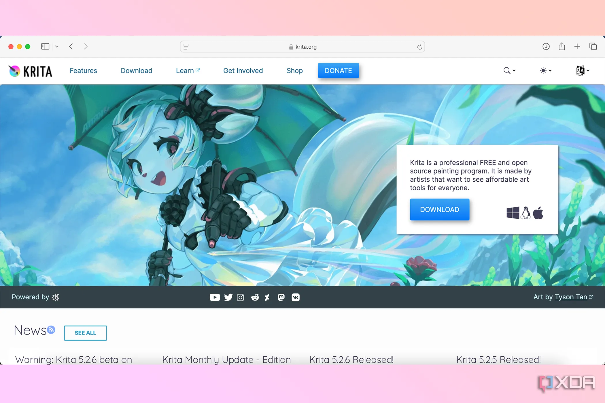 Trang chủ Krita, phần mềm vẽ và chỉnh sửa ảnh mã nguồn mở