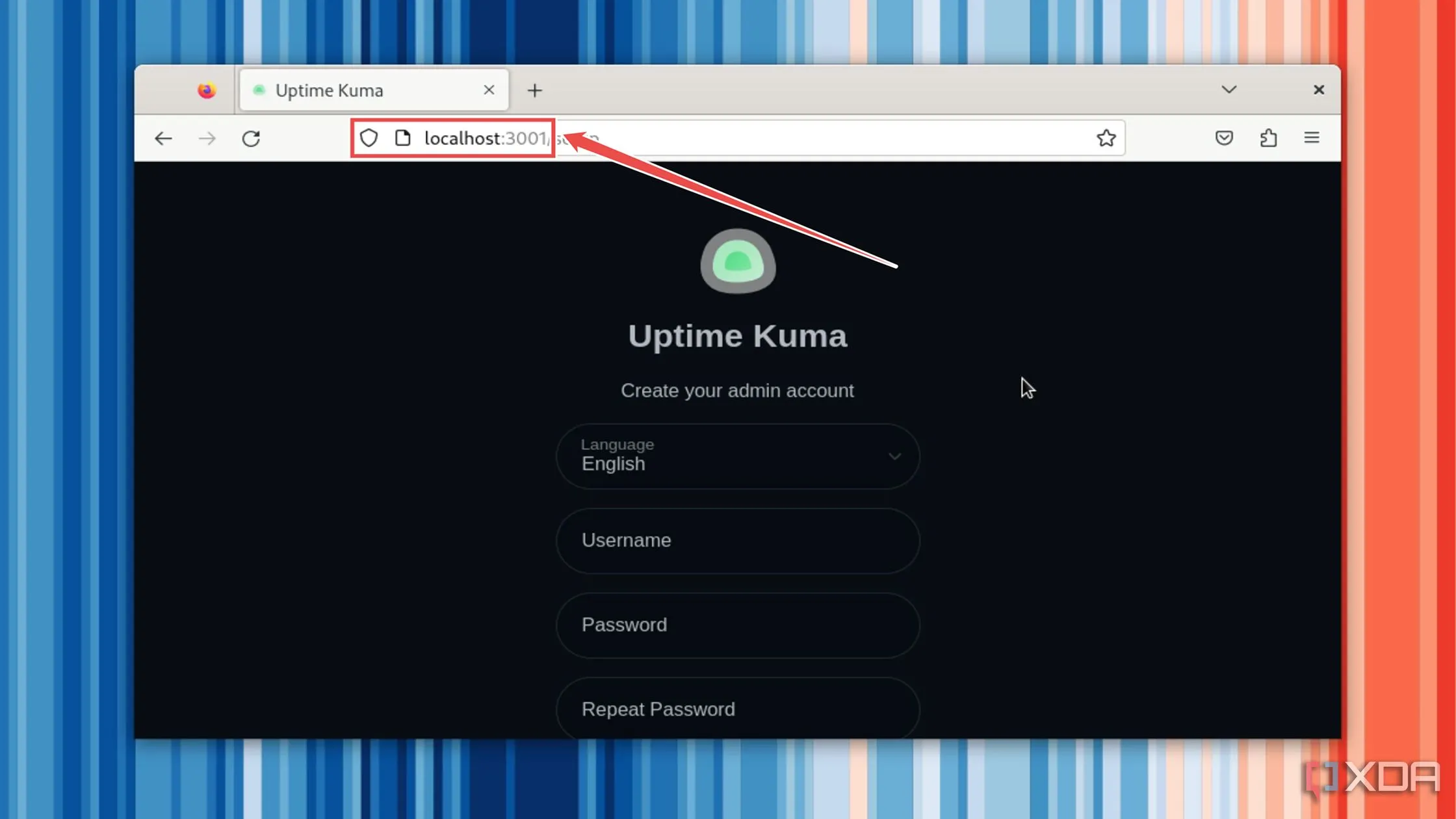 Truy cập máy chủ Uptime Kuma thông qua localhost