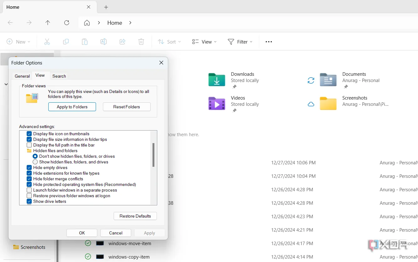 Tùy chọn tắt thông báo nhà cung cấp đồng bộ hóa để chặn quảng cáo trong File Explorer Windows 11