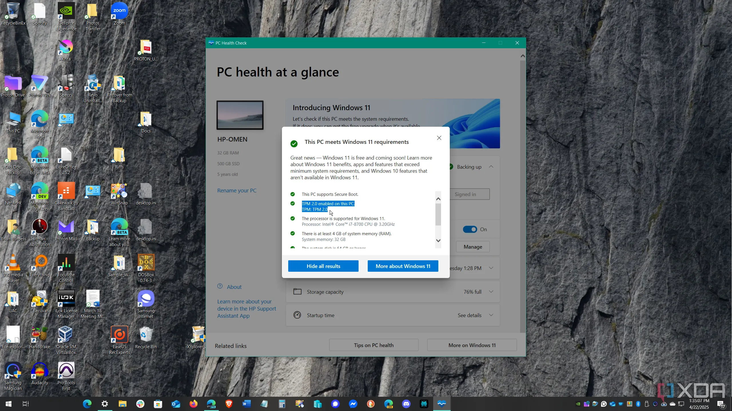 Ứng dụng PC Health Check đang chạy trên Windows 10, kiểm tra tương thích Windows 11