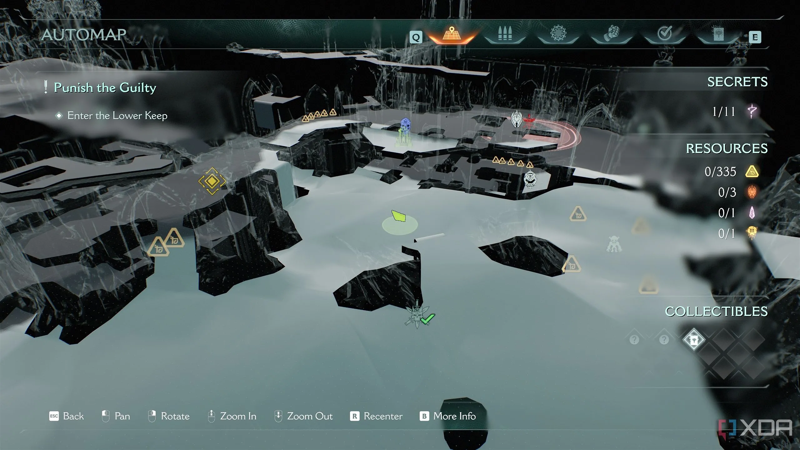 Vị trí trên bản đồ 3D Automap lối vào Cổng Gore trong Chương 22 Doom The Dark Ages