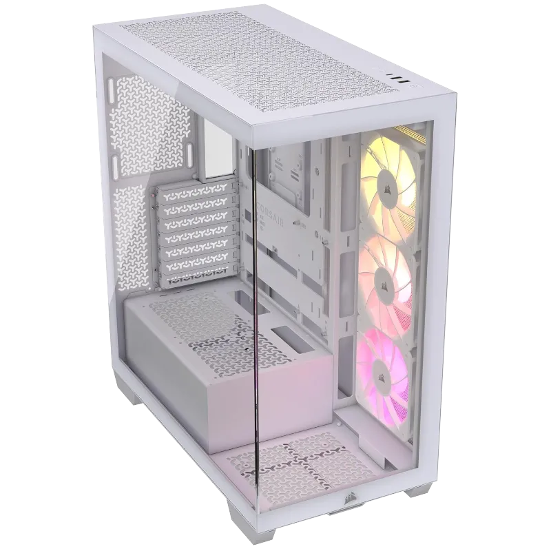 Vỏ case Corsair 3500X ARGB màu trắng với mặt kính cường lực, thiết kế hiện đại