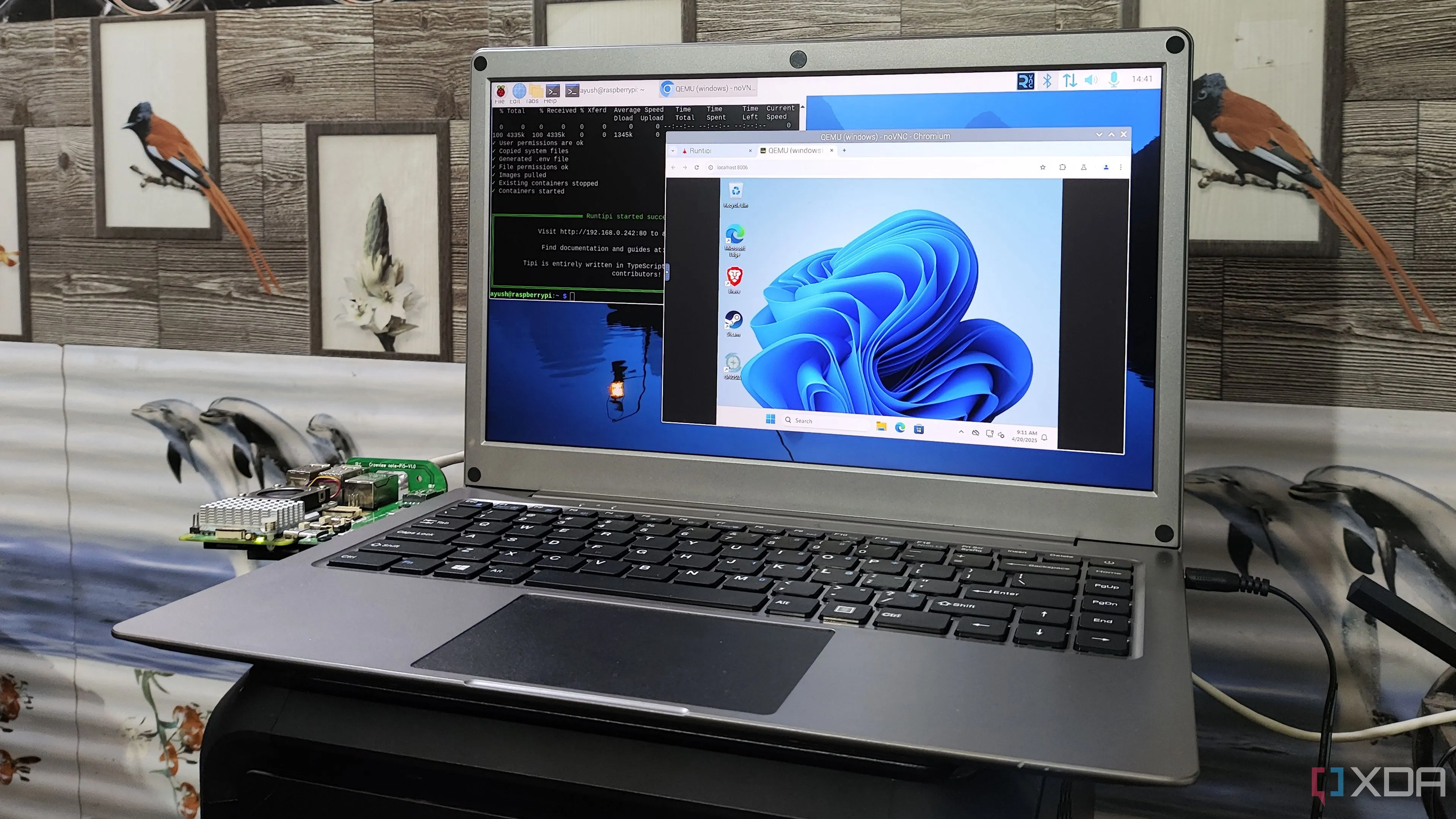 Windows 11 chạy bên trong container Runtipi trên Raspberry Pi