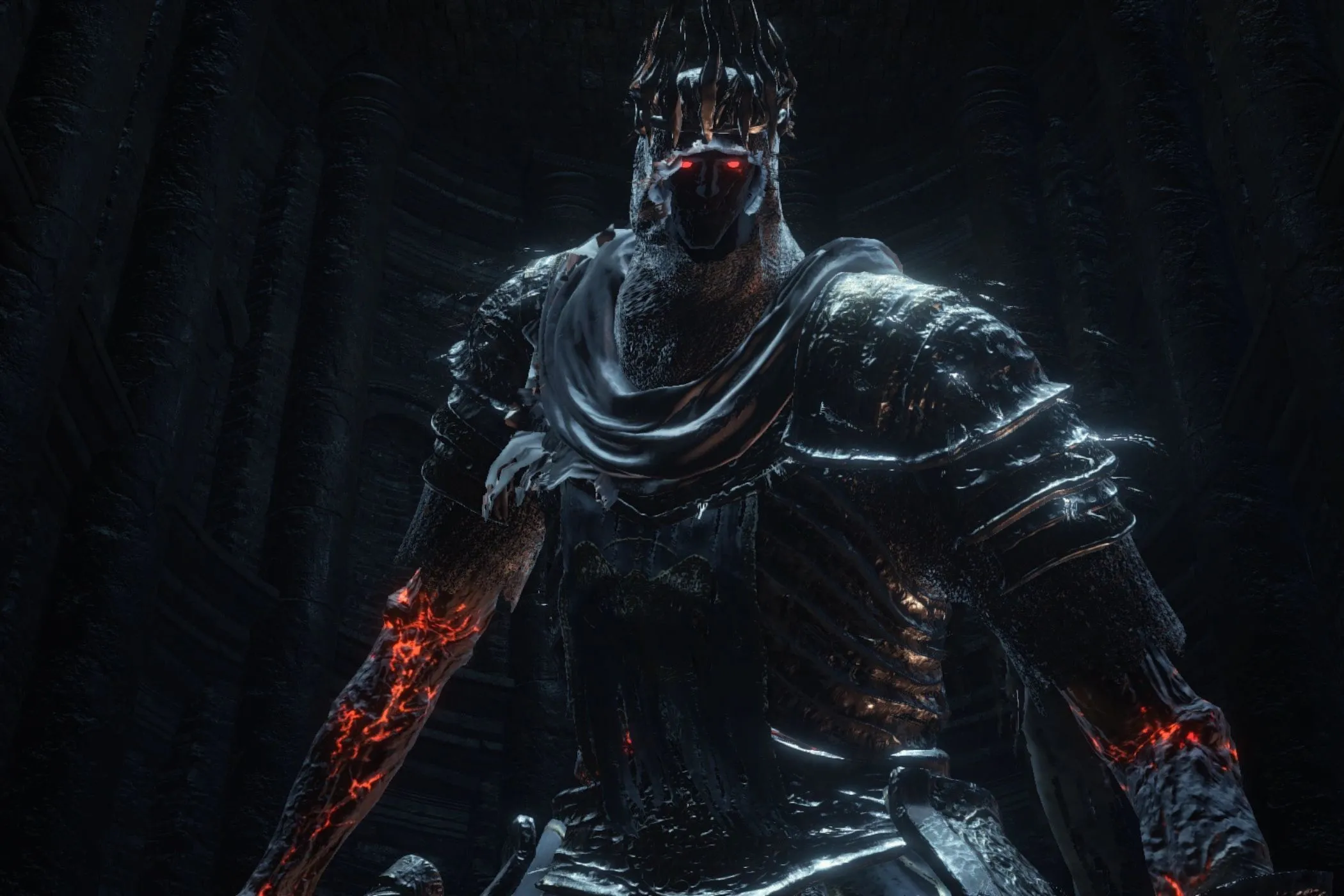 Yhorm trong Dark Souls 3 đứng phía sau một tòa nhà