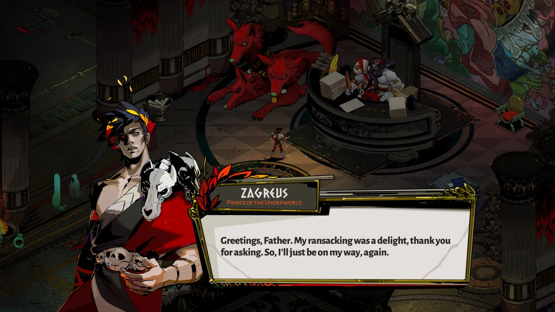 Zagreus tương tác với các vị thần Hy Lạp trong Hades